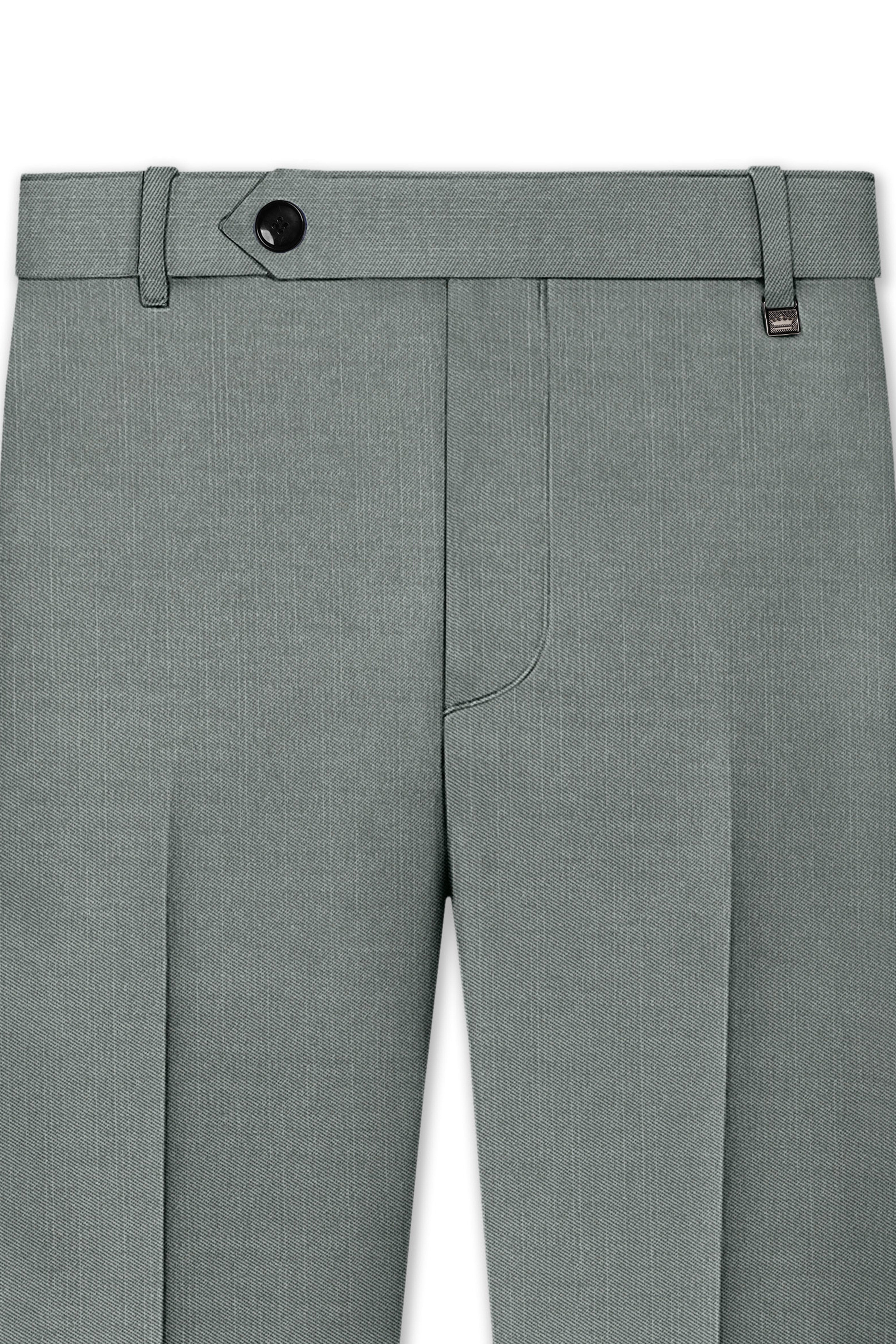 Travliam-William Gray Wool Rich Bandhgala Slight Stretch Suit