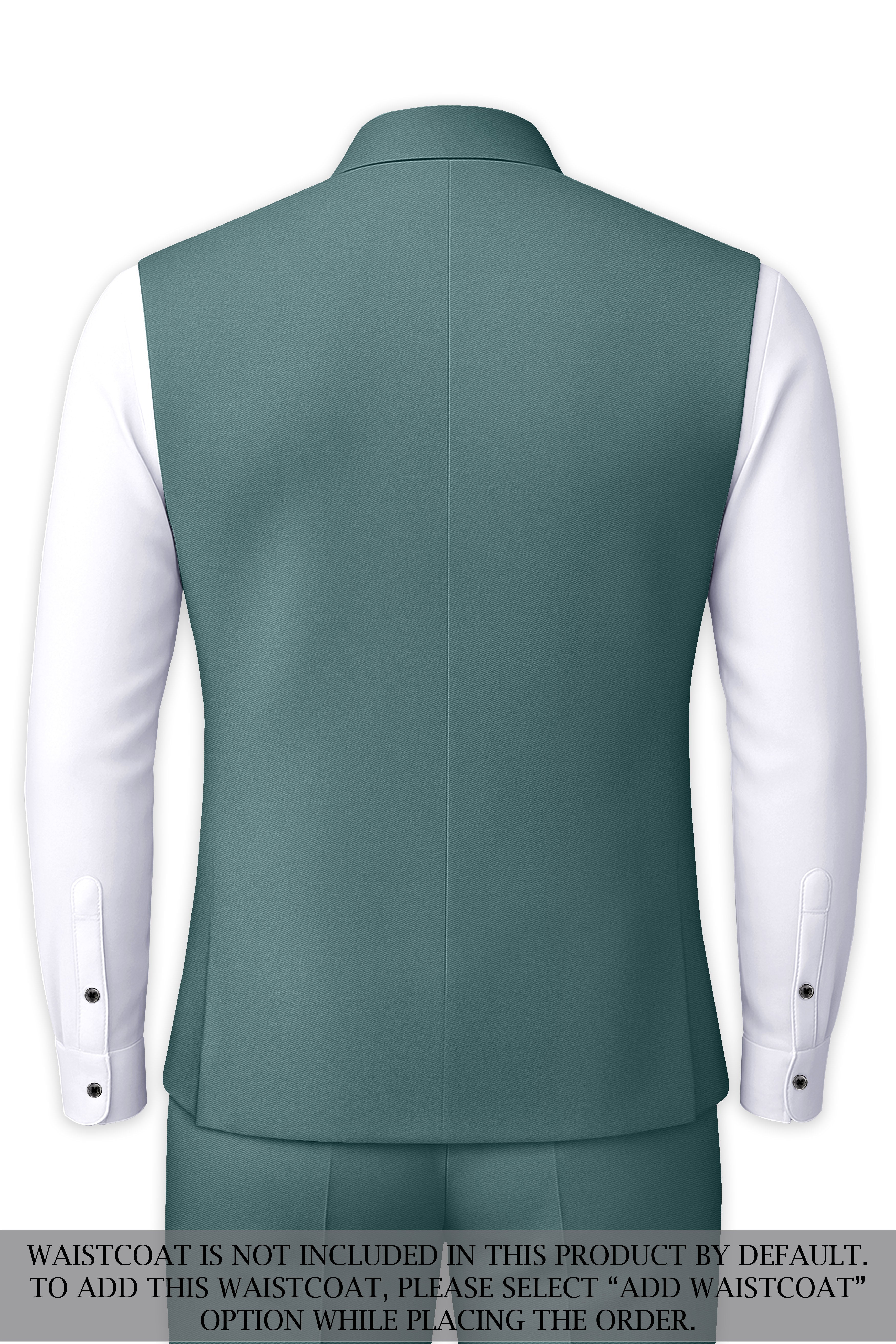 Travliam-William Green Wool Rich Bandhgala Stretchable Traveler Suit