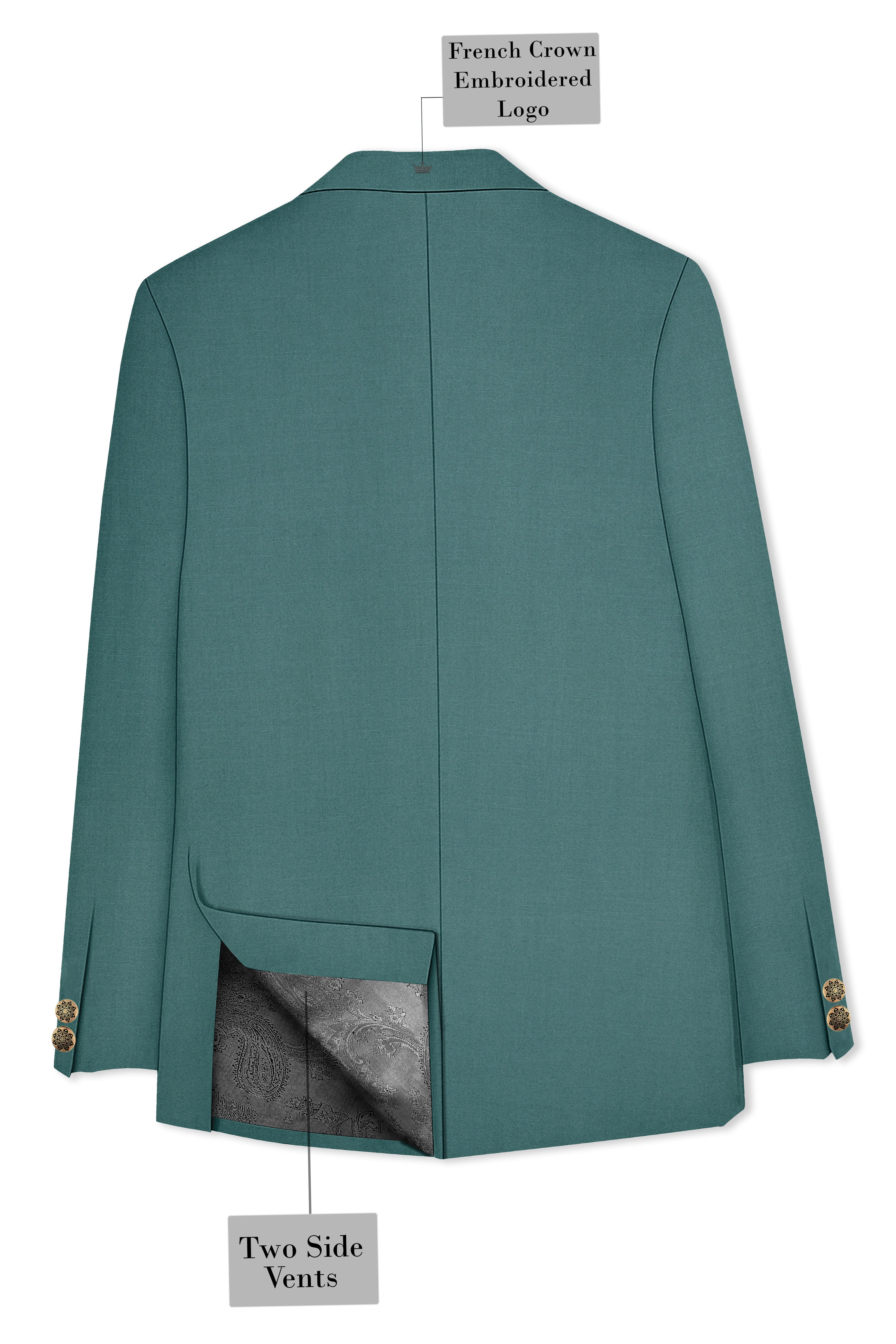 Travliam-William Green Wool Rich Bandhgala Stretchable Traveler Suit