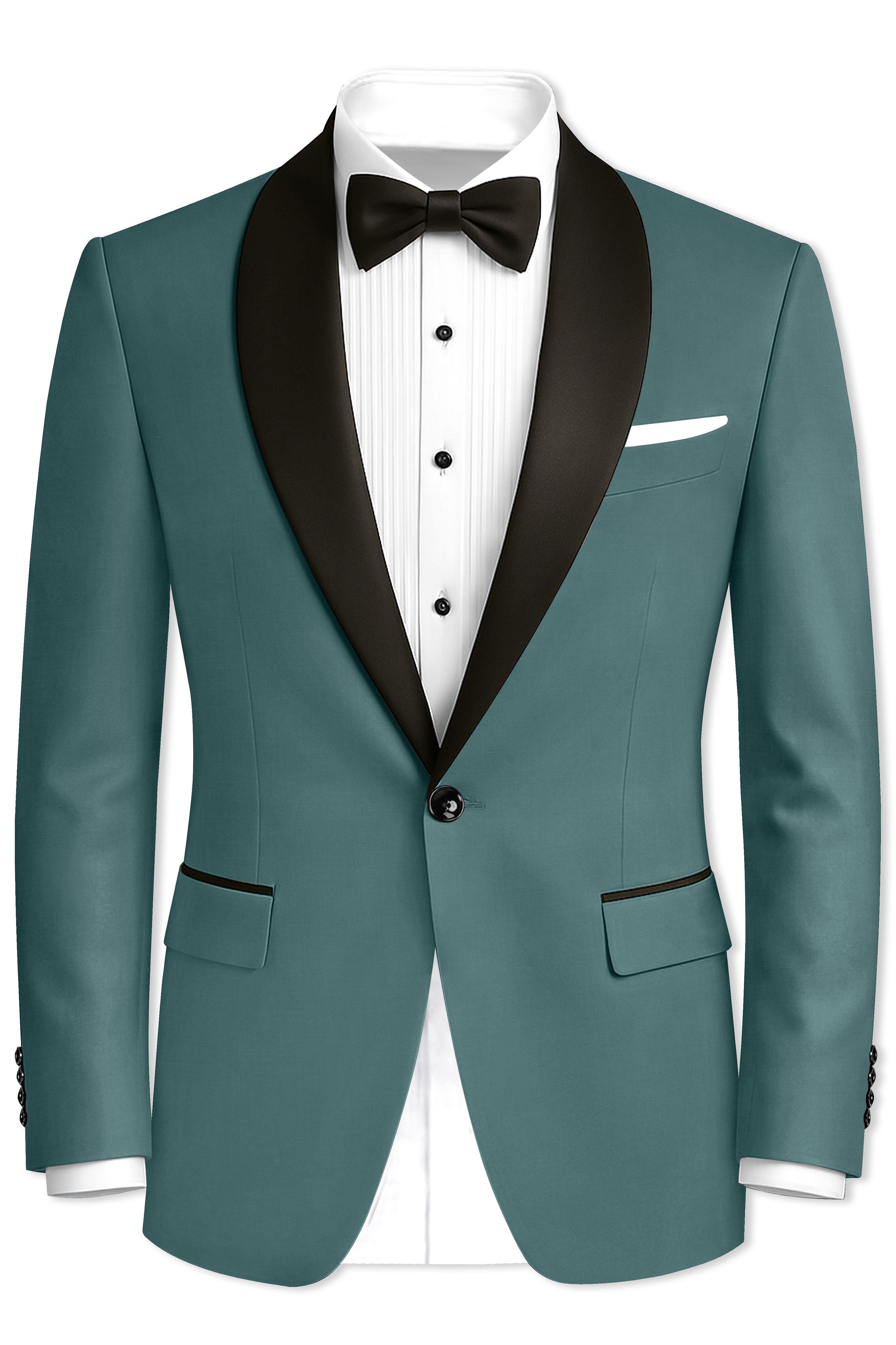 Travliam-William Green Wool Rich Stretchable Traveler Tuxedo Suit
