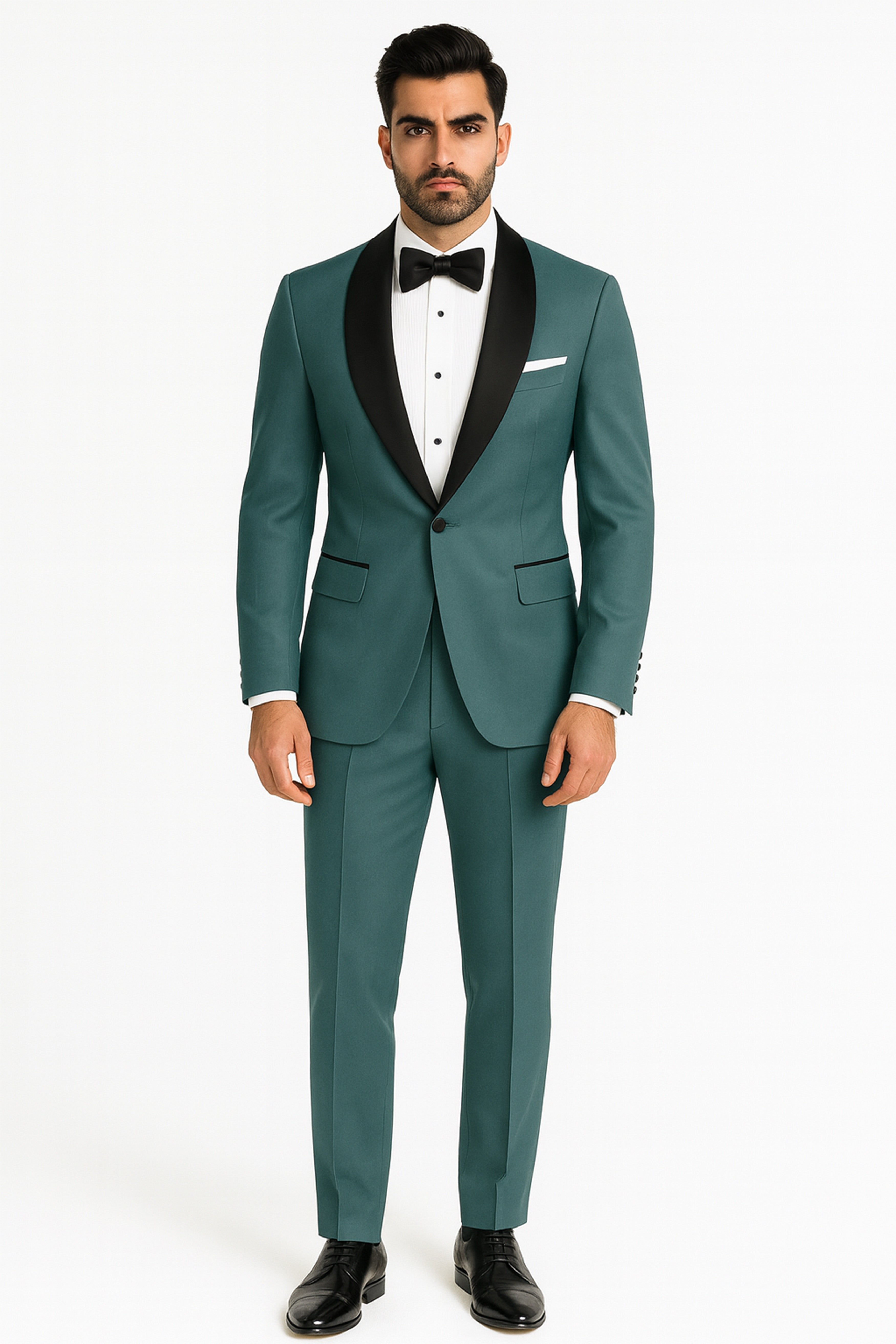 Travliam-William Green Wool Rich Stretchable Traveler Tuxedo Suit