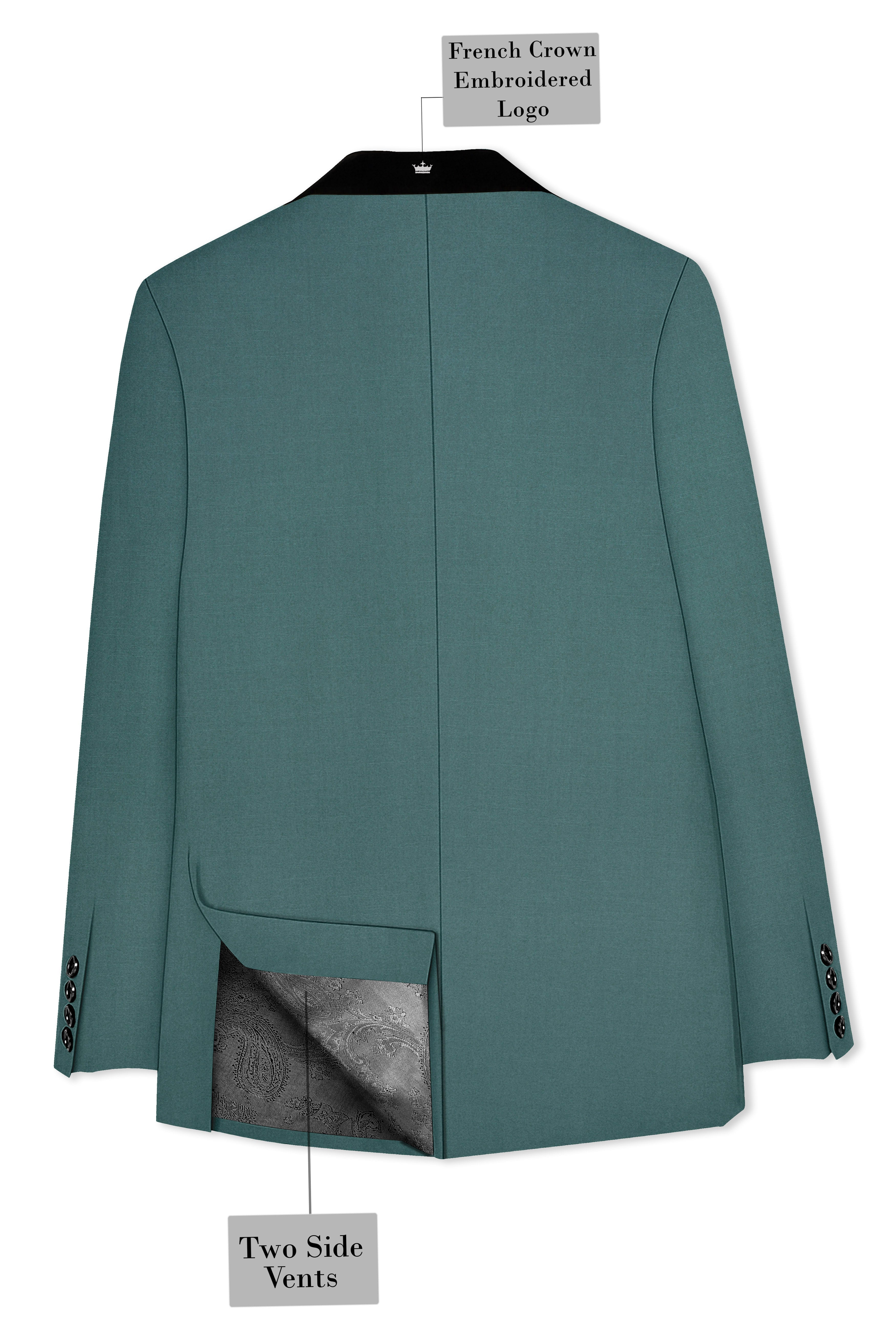 Travliam-William Green Wool Rich Stretchable Traveler Tuxedo Suit