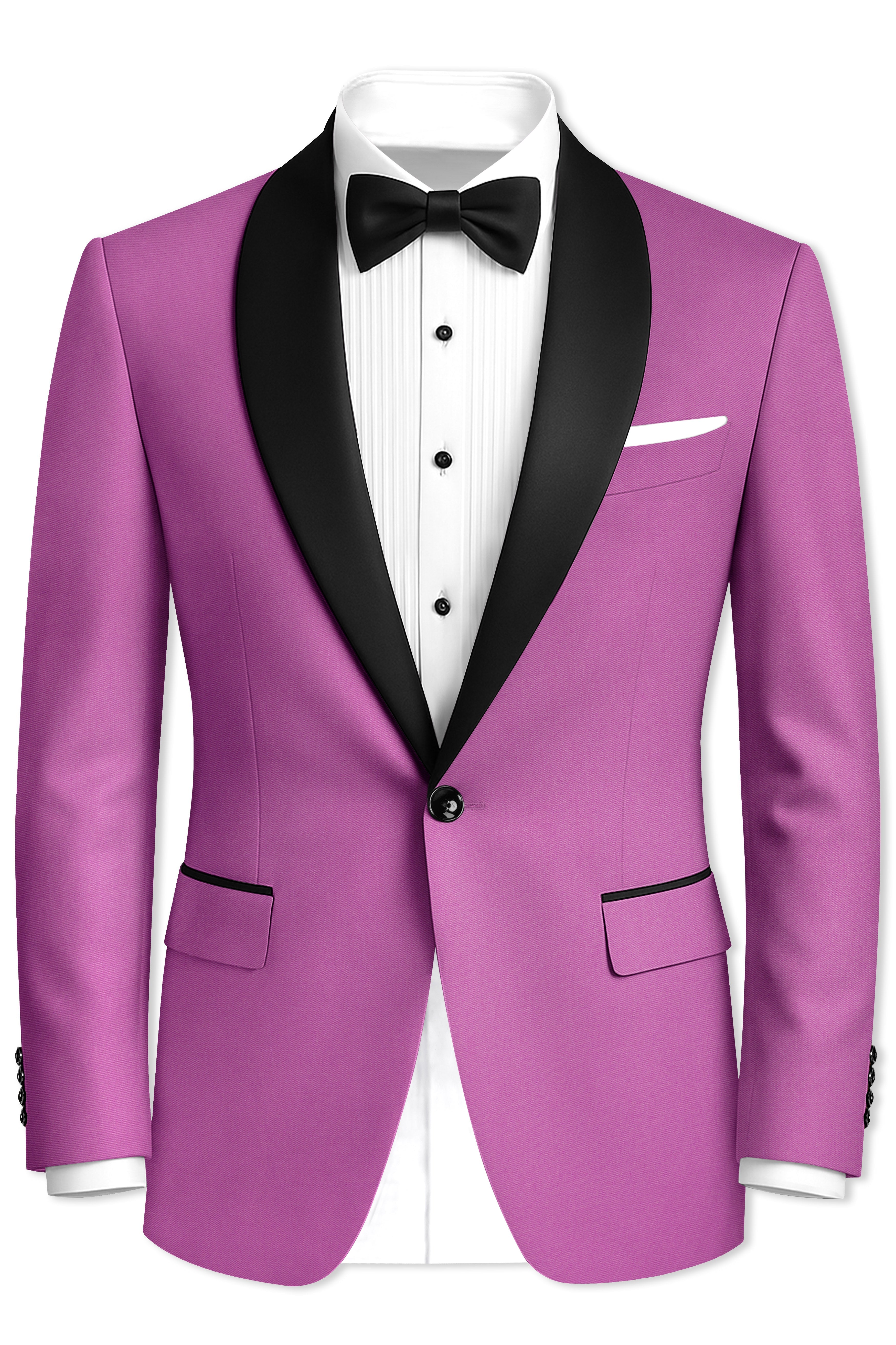 Rosvoy-Trendy Pink Wool Rich Stretchable Traveler Tuxedo Suit