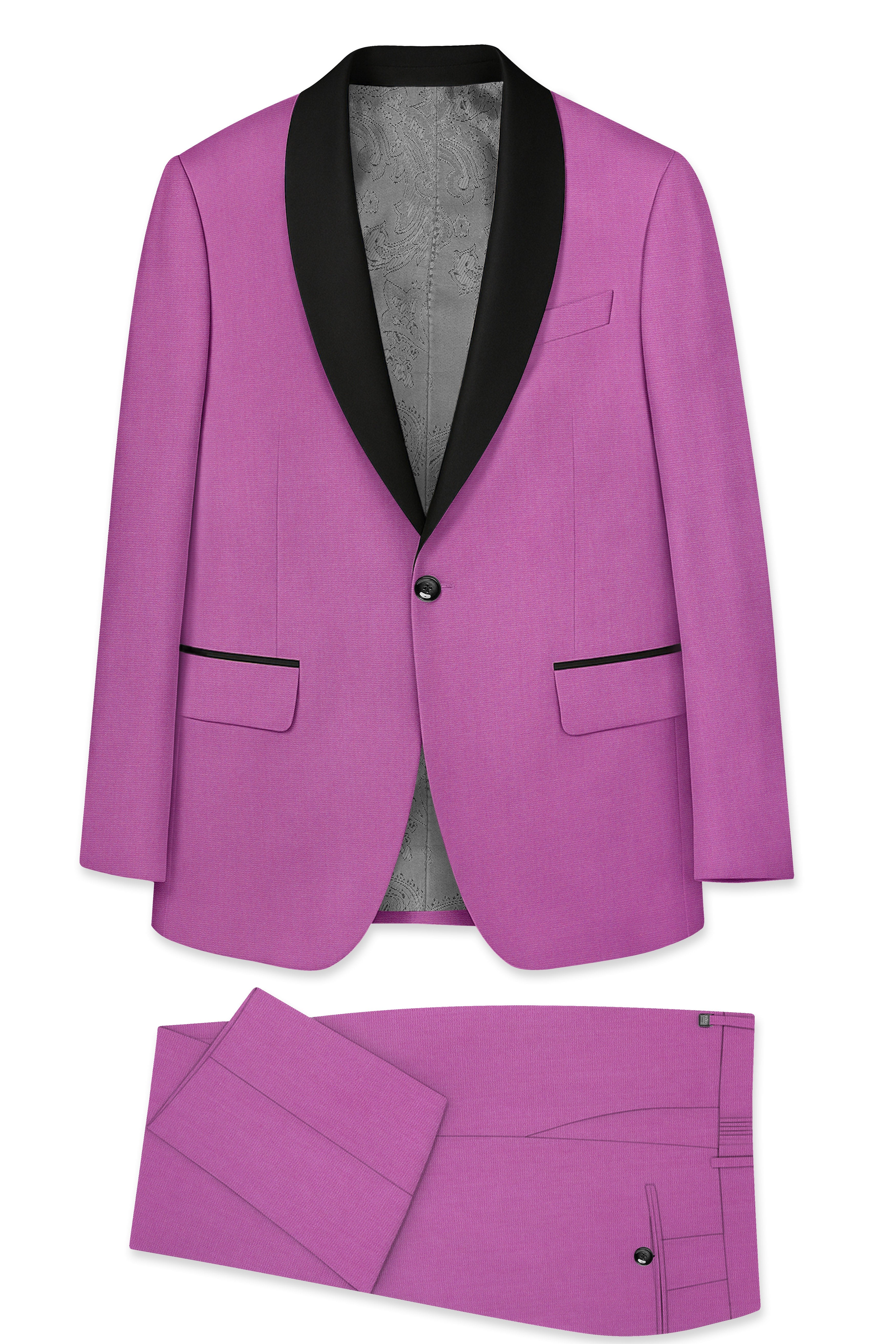 Rosvoy-Trendy Pink Wool Rich Stretchable Traveler Tuxedo Suit
