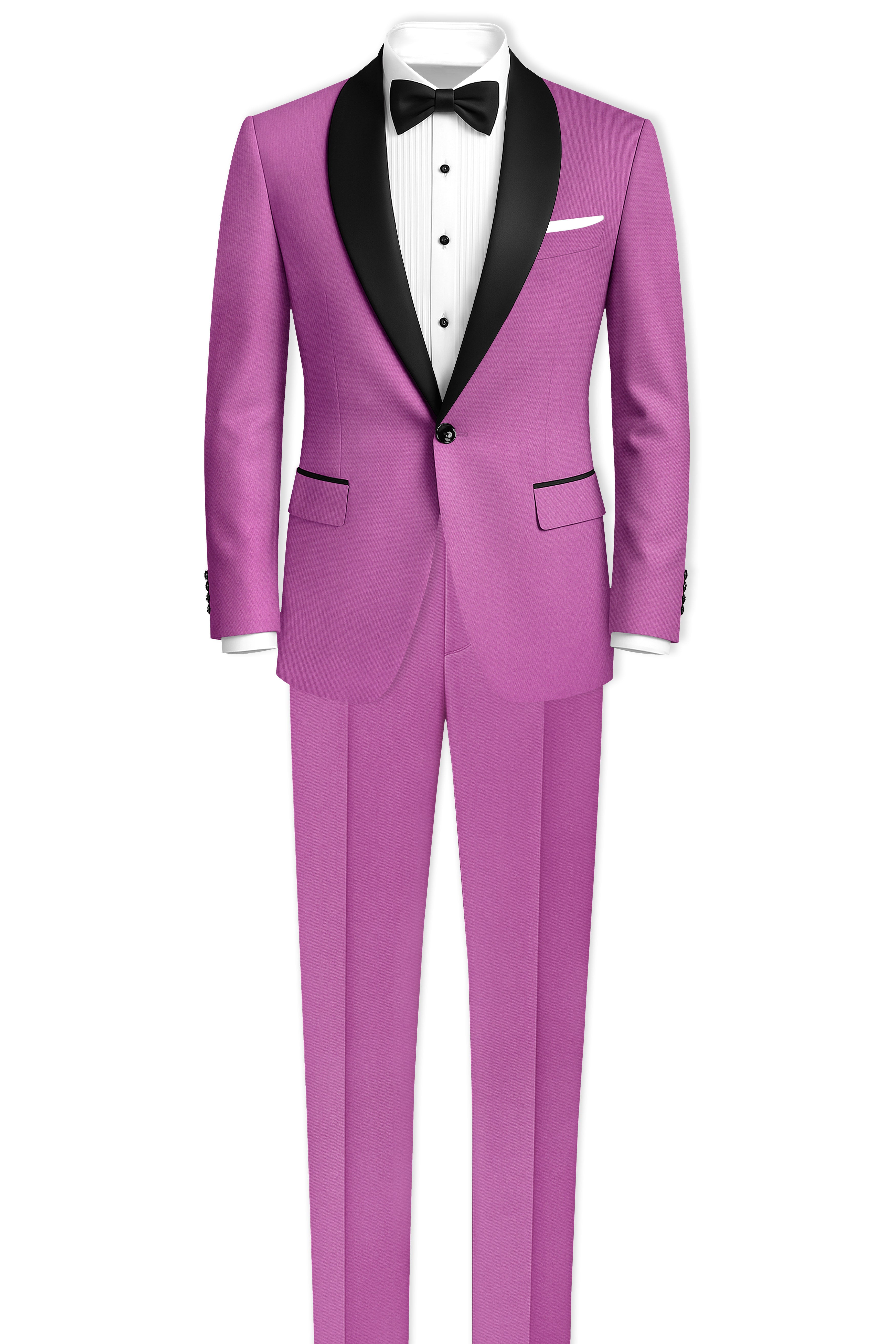 Rosvoy-Trendy Pink Wool Rich Stretchable Traveler Tuxedo Suit