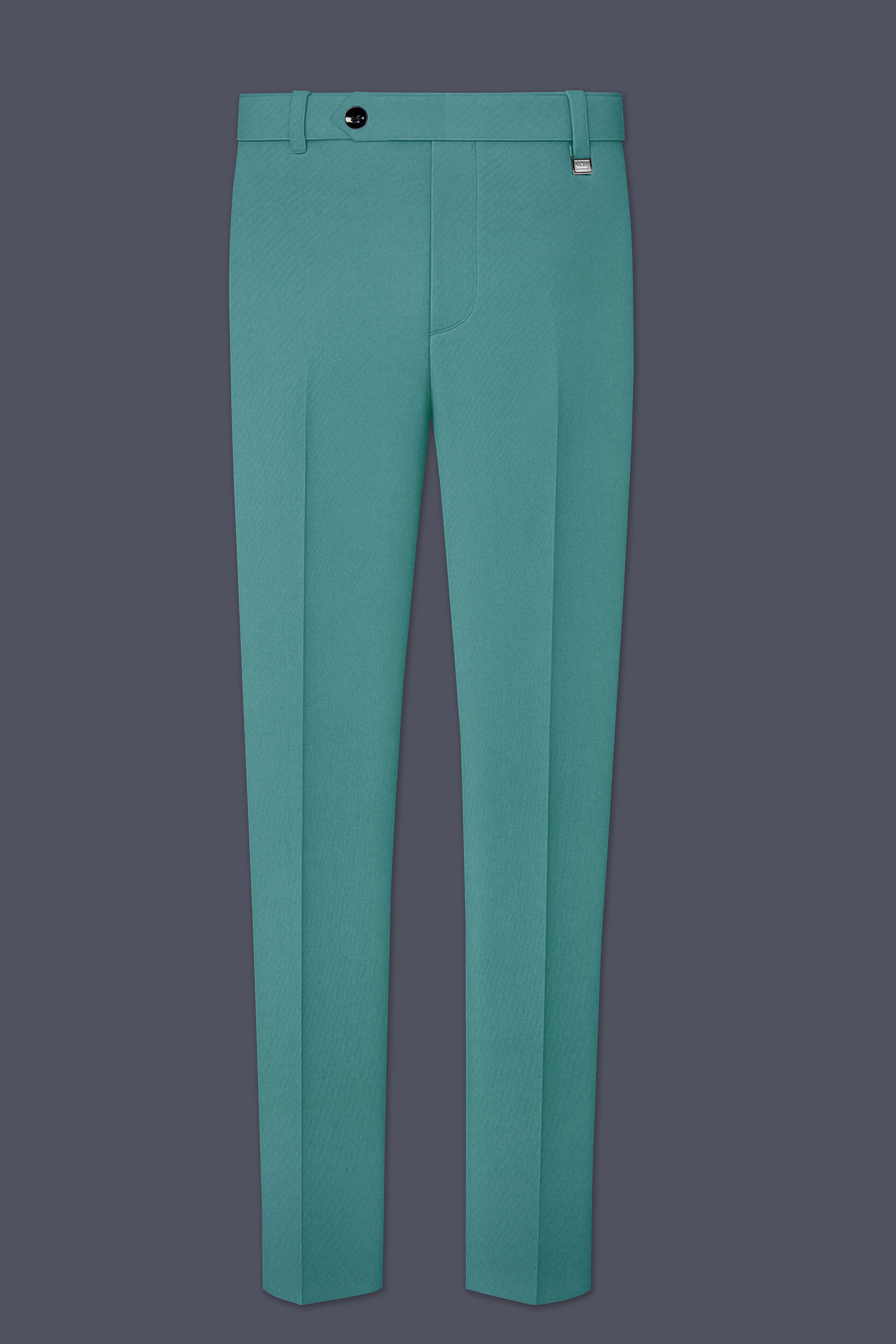 Travirid-Gothic Green Wool Rich Cross Placket Bandhgala Stretchable Traveler Suit