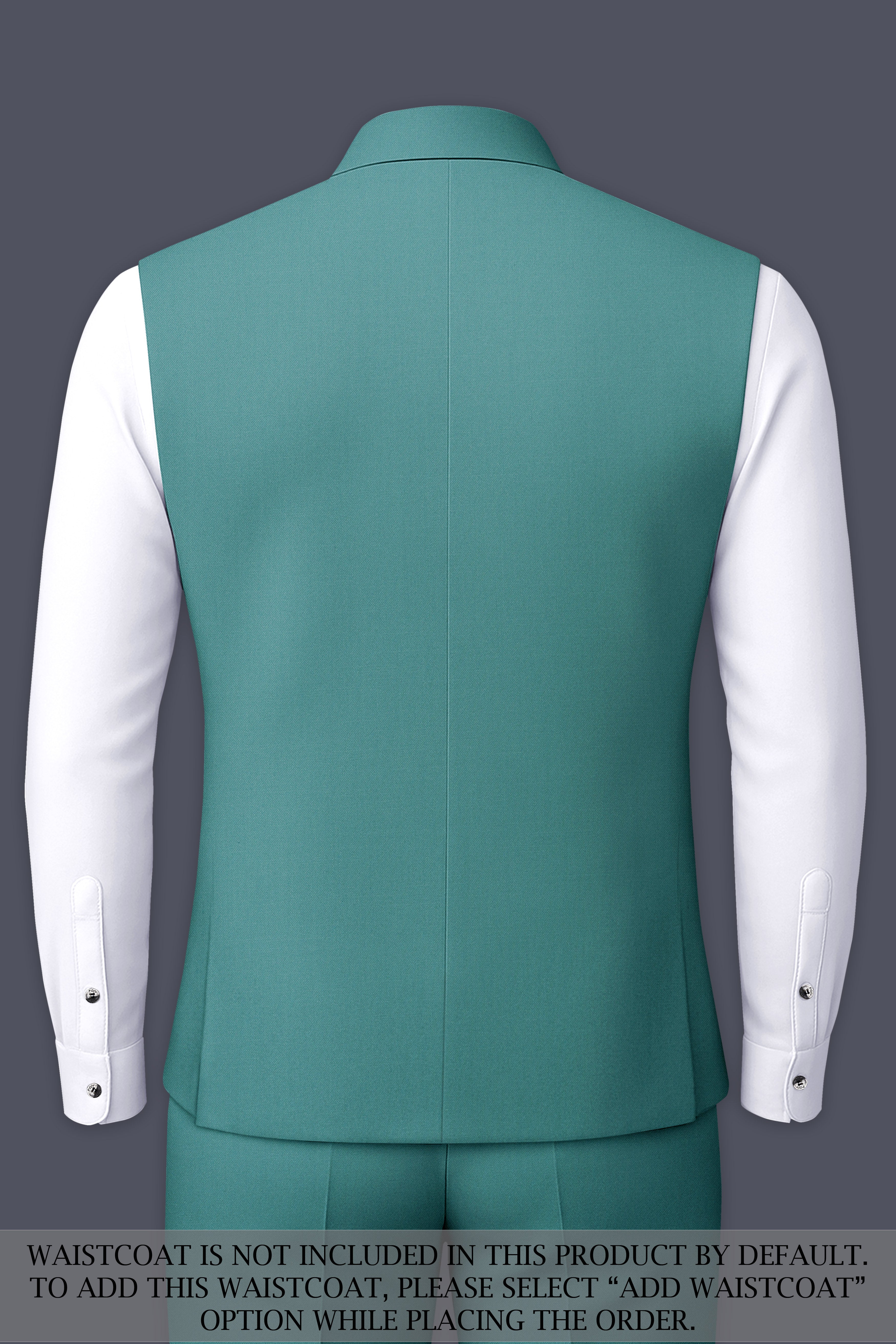 Travirid-Gothic Green Wool Rich Cross Placket Bandhgala Stretchable Traveler Suit