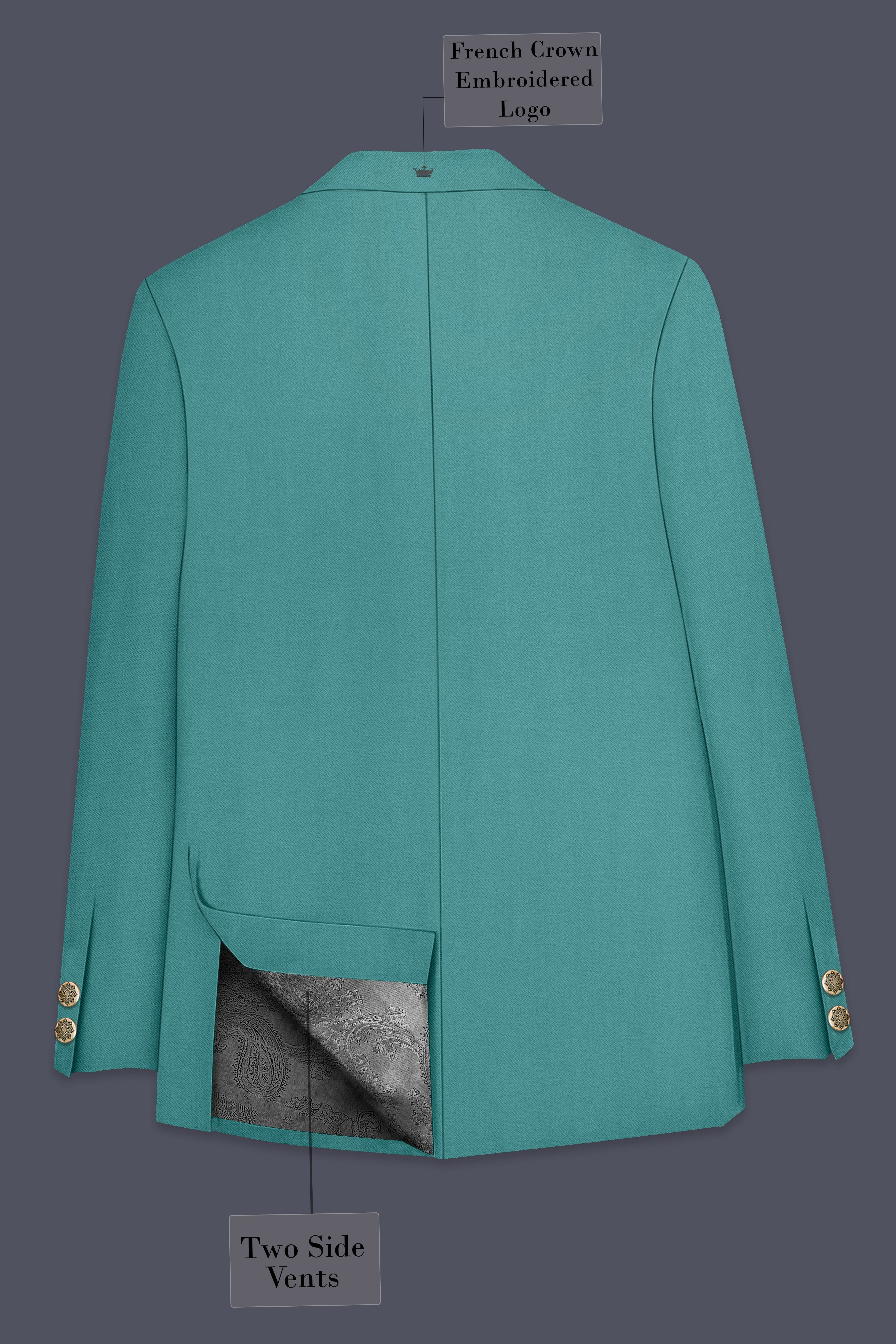 Travirid-Gothic Green Wool Rich Cross Placket Bandhgala Stretchable Traveler Suit