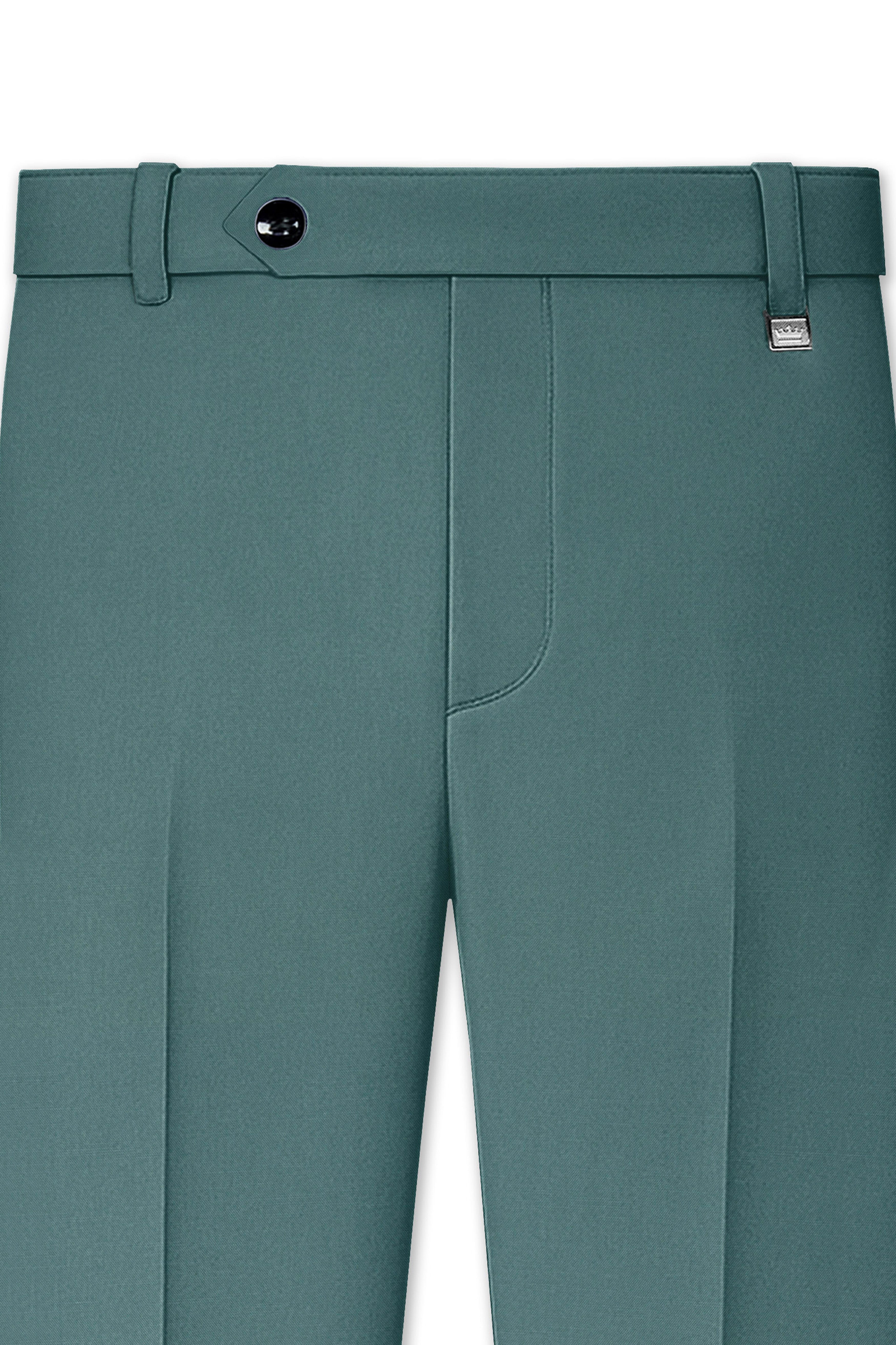 Travliam-William Green Wool Rich Cross Placket Bandhgala Stretchable Traveler Suit