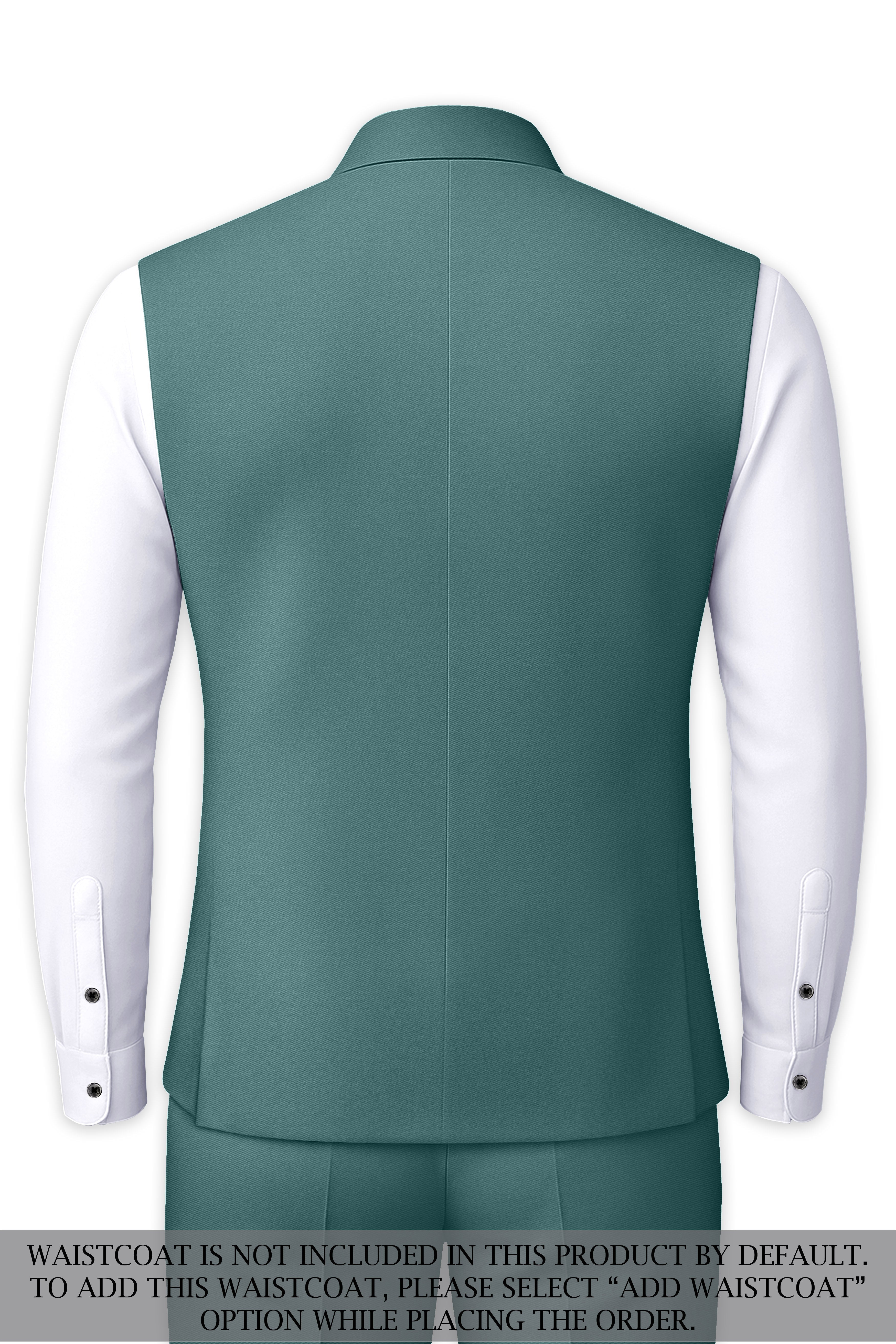 Travliam-William Green Wool Rich Cross Placket Bandhgala Stretchable Traveler Suit