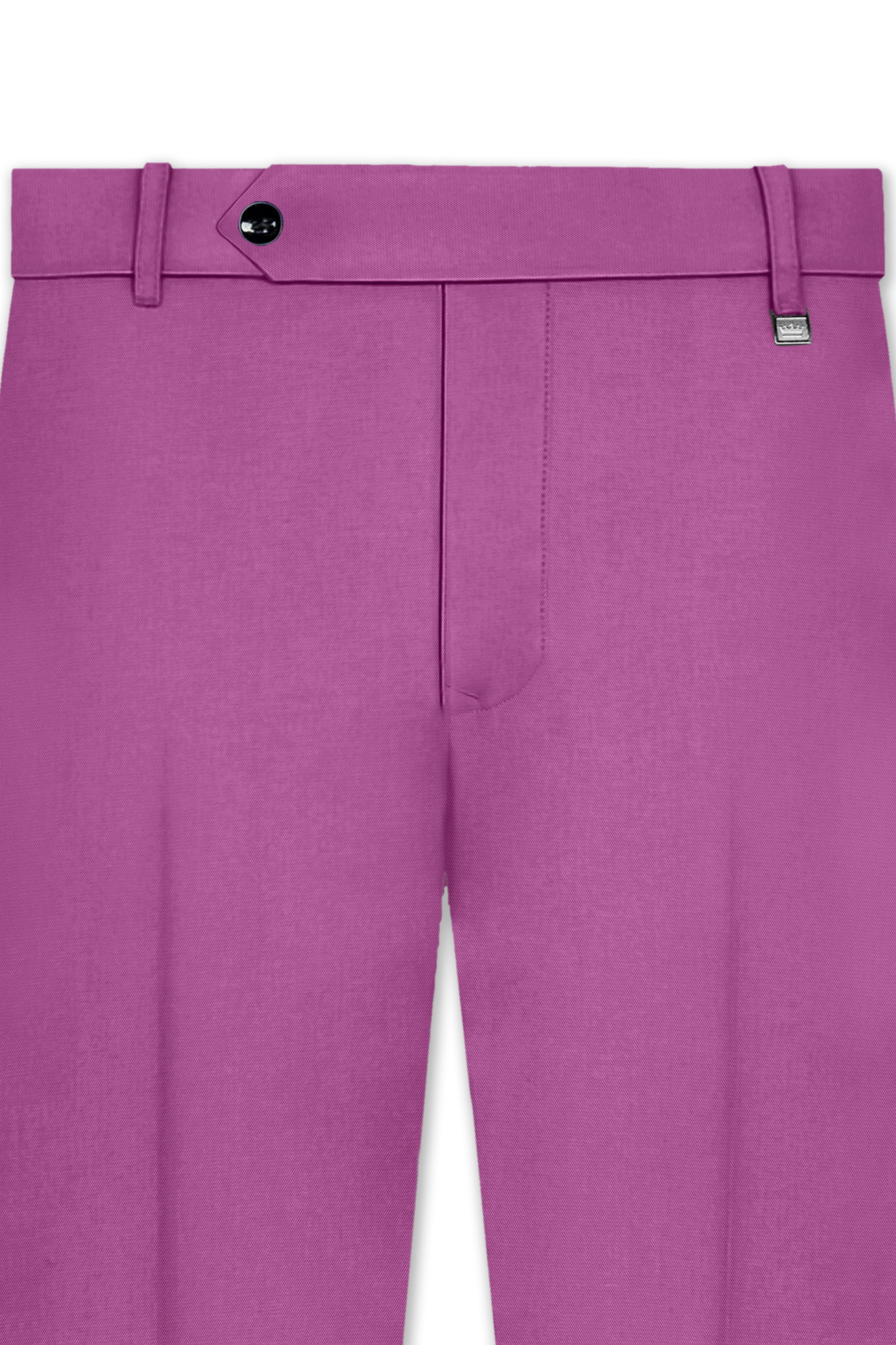 Rosvoy-Trendy Pink Wool Rich Cross Placket Bandhgala Stretchable Traveler Suit
