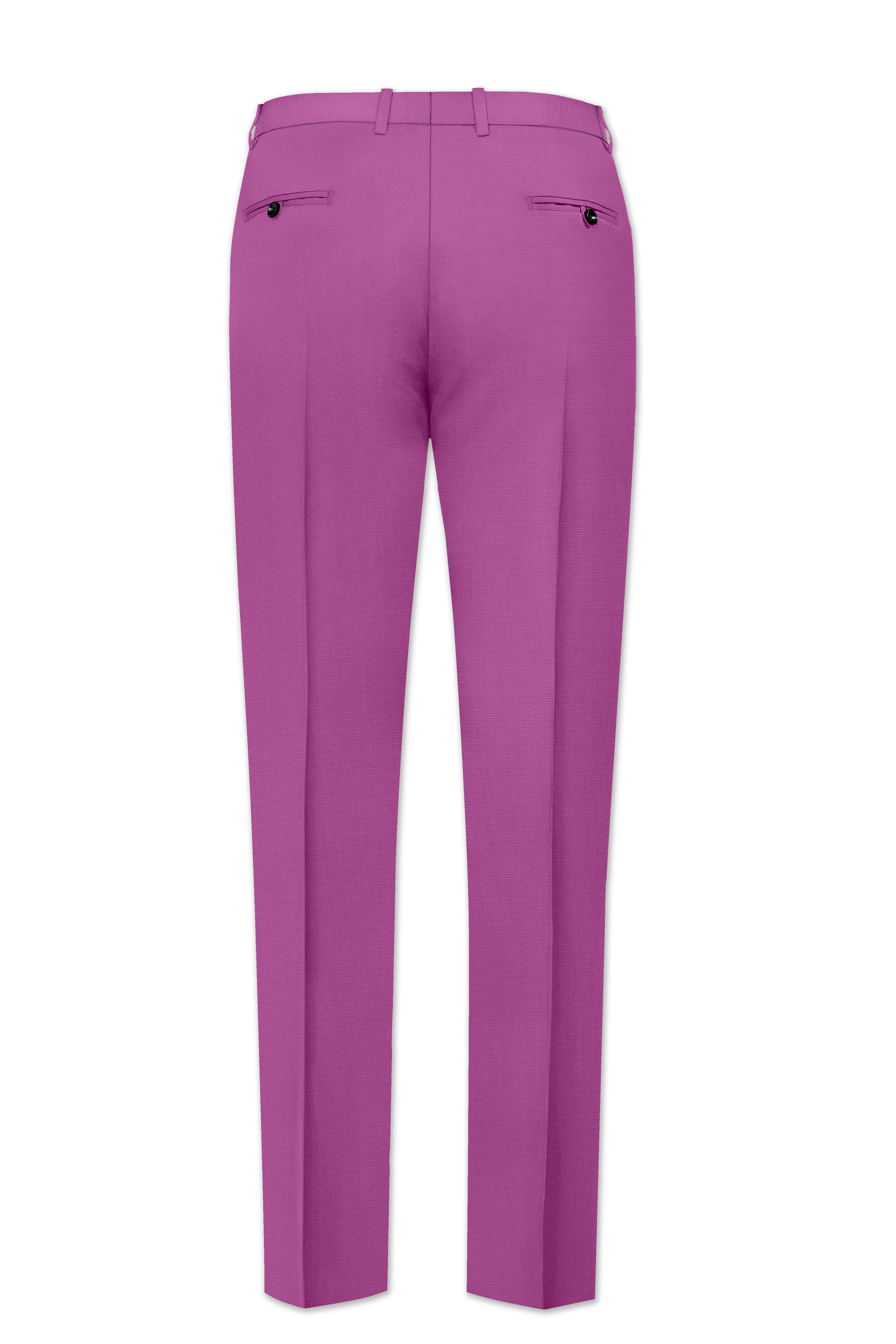Rosvoy-Trendy Pink Wool Rich Cross Placket Bandhgala Stretchable Traveler Suit