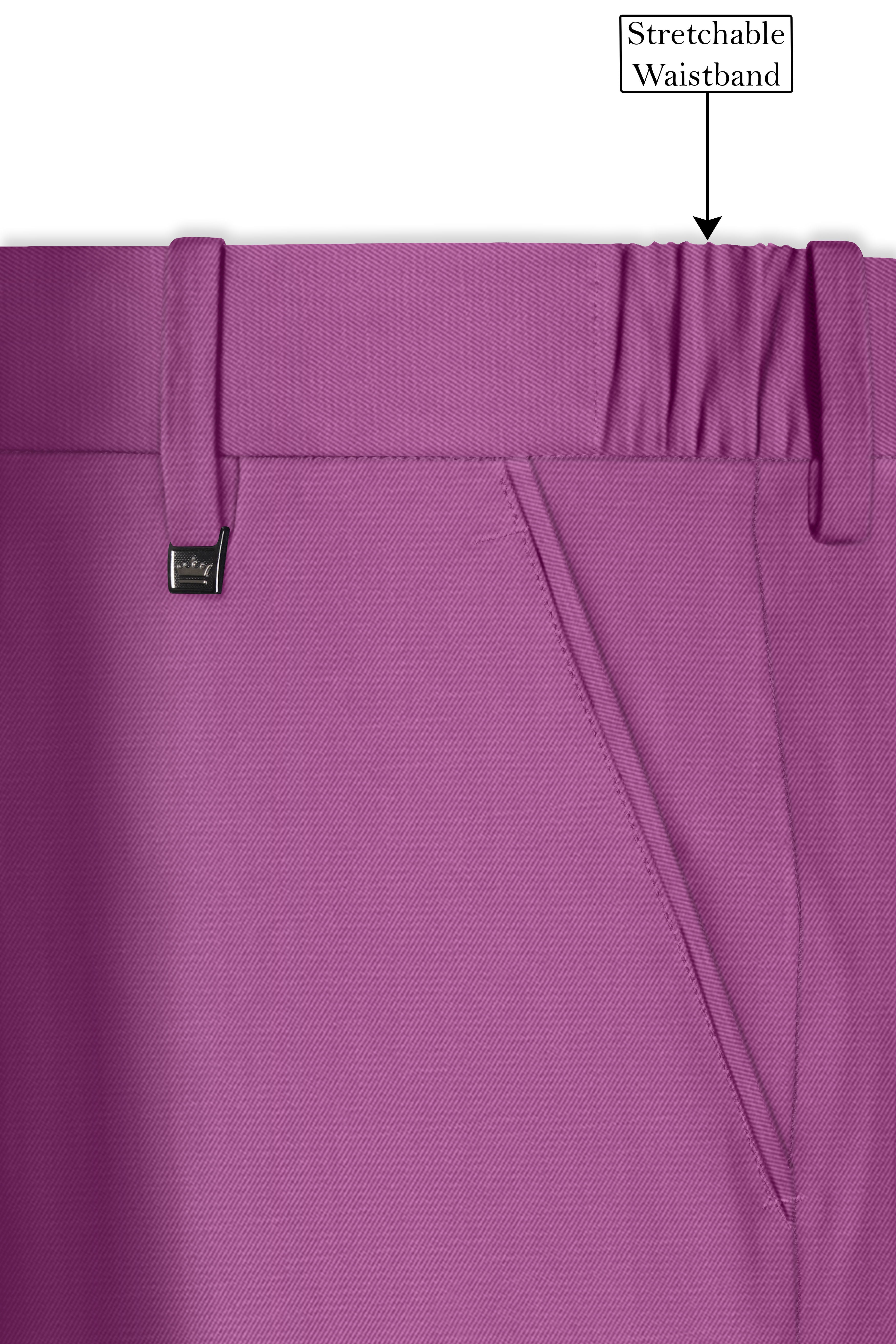 Rosvoy-Trendy Pink Wool Rich Cross Placket Bandhgala Stretchable Traveler Suit