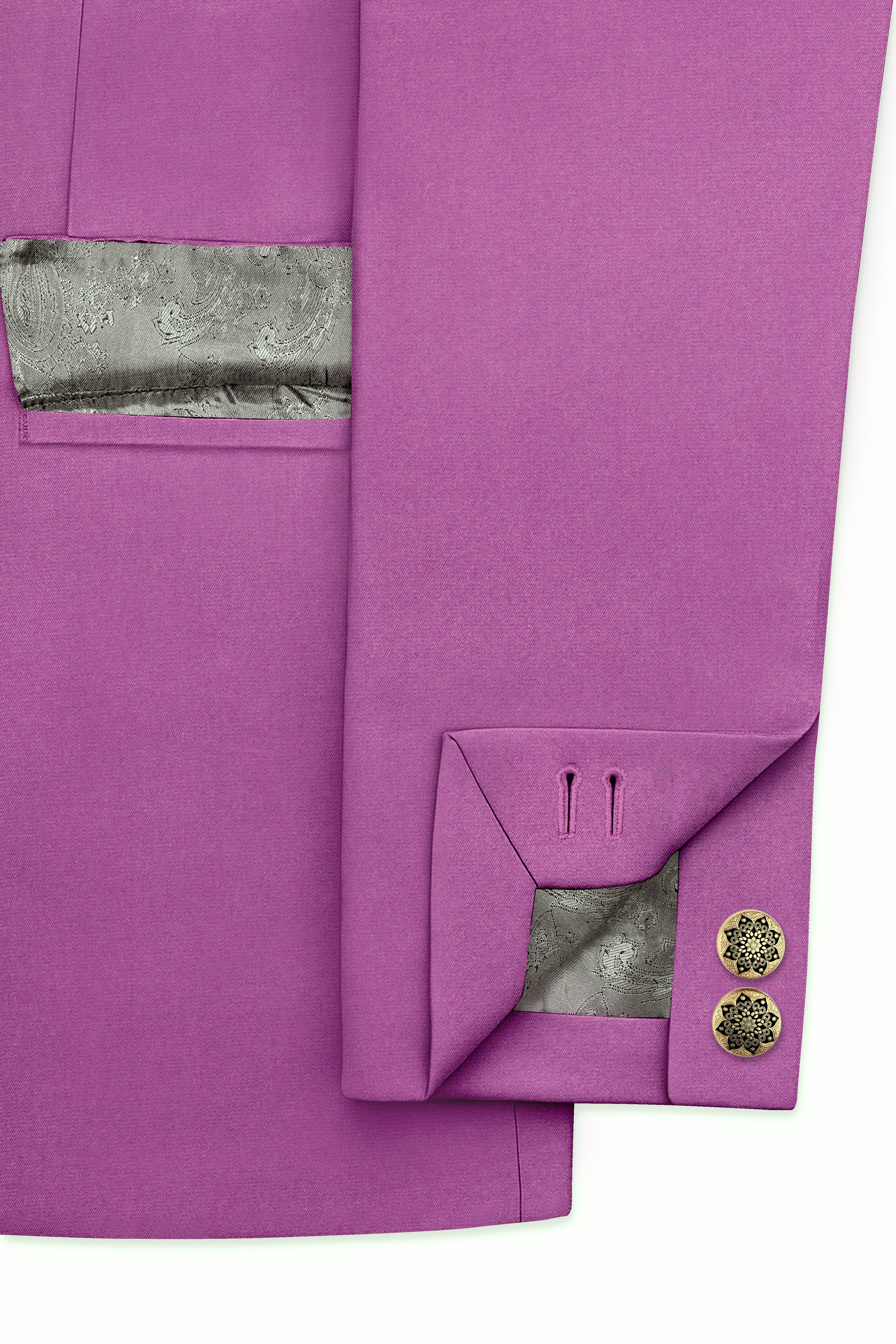 Rosvoy-Trendy Pink Wool Rich Cross Placket Bandhgala Stretchable Traveler Suit