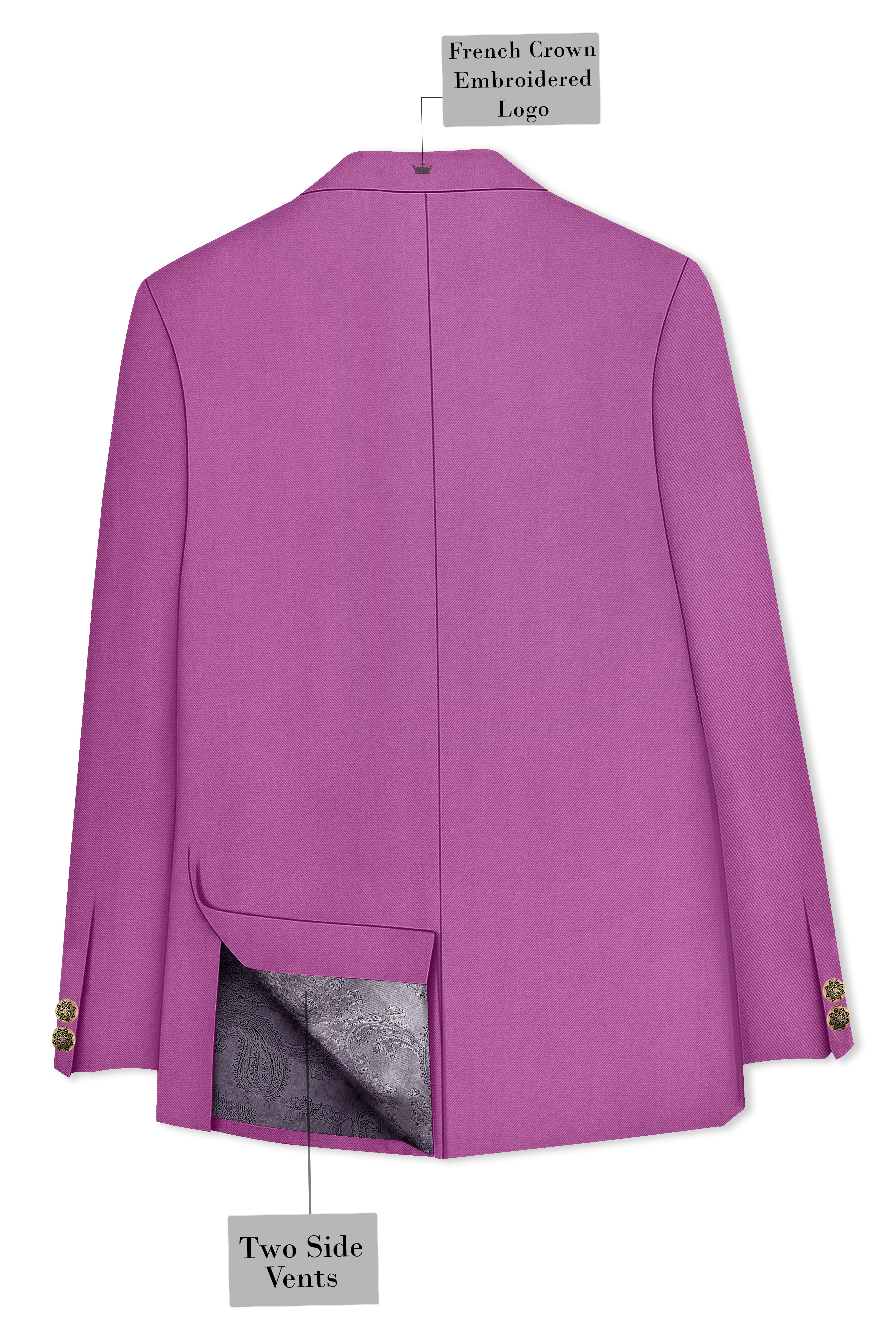 Rosvoy-Trendy Pink Wool Rich Cross Placket Bandhgala Stretchable Traveler Suit