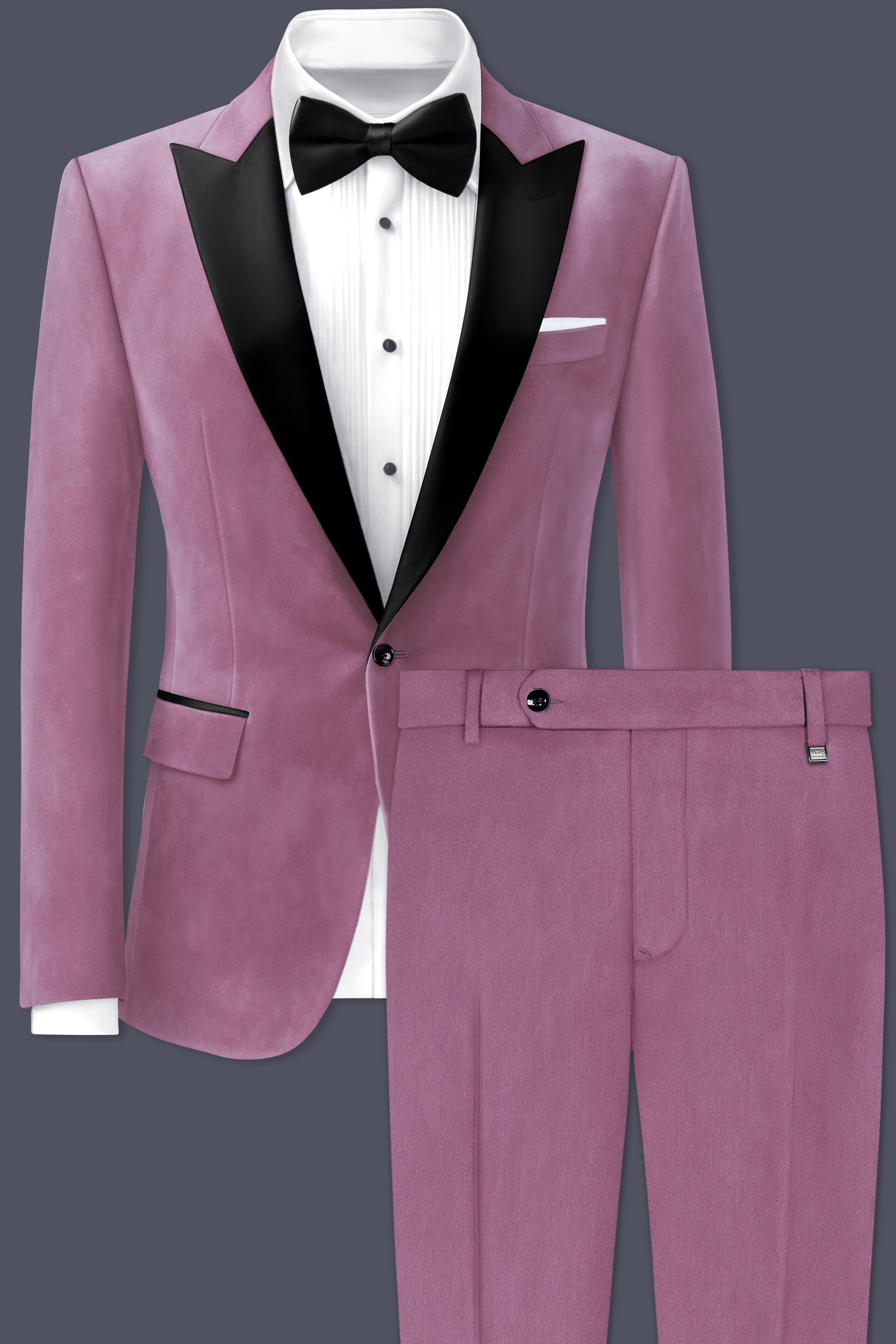 Velrosa-Turkish Rose Velvet Peak Lapel Tuxedo Suit
