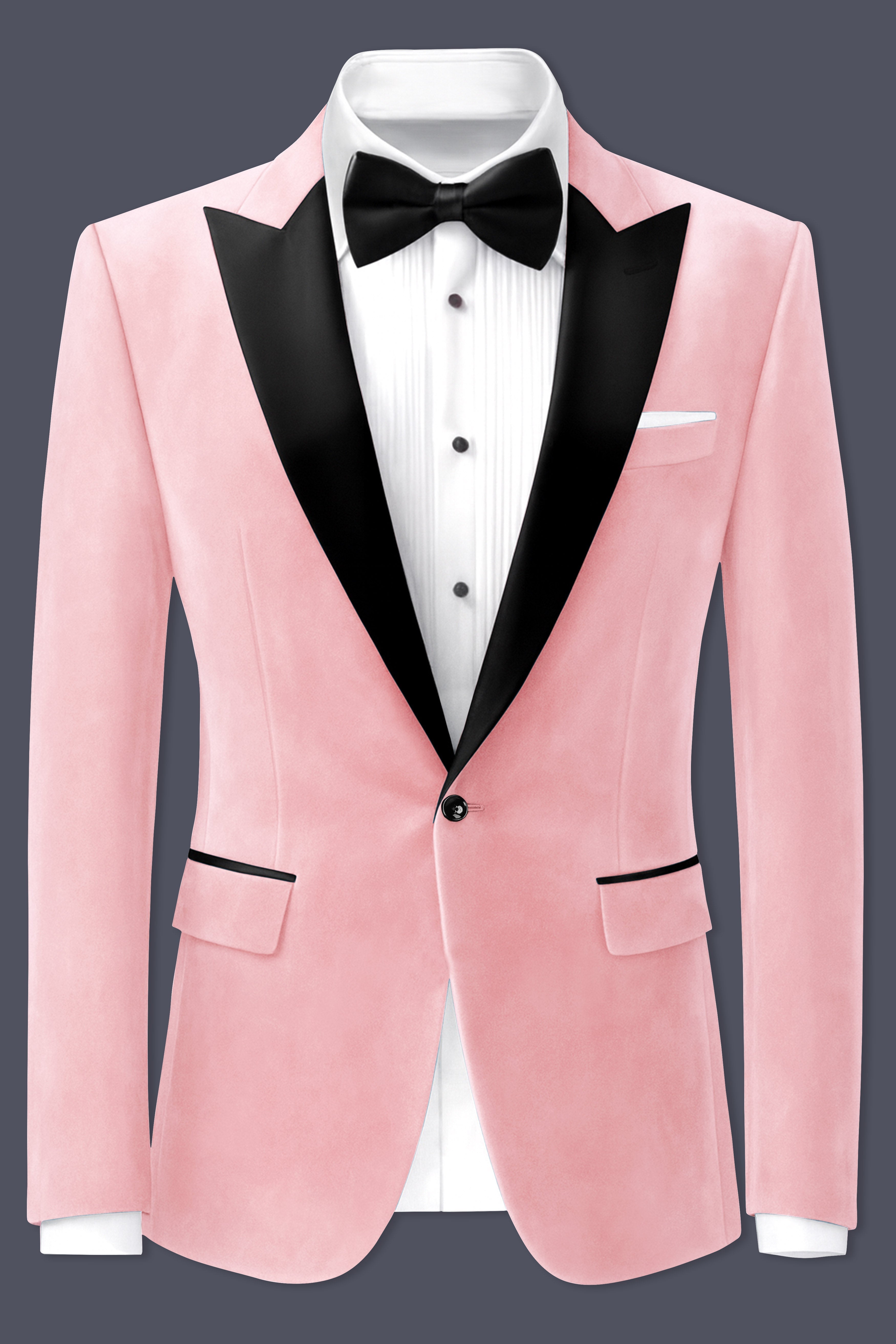 Rosivell-Careys Pink Velvet Peak Lapel Tuxedo Suit