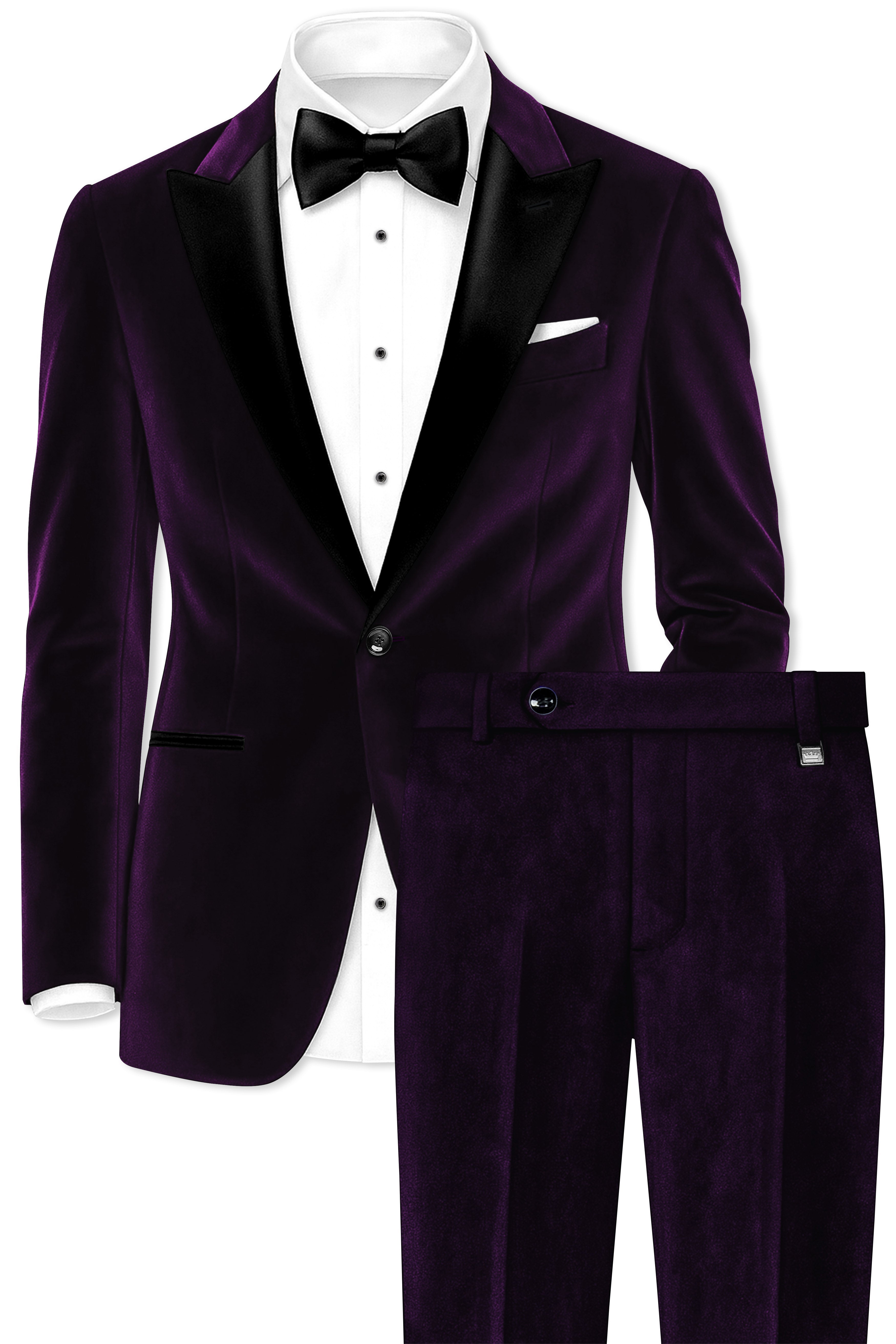 Purvella-Rasin Purple Velvet Peak Lapel Tuxedo Suit