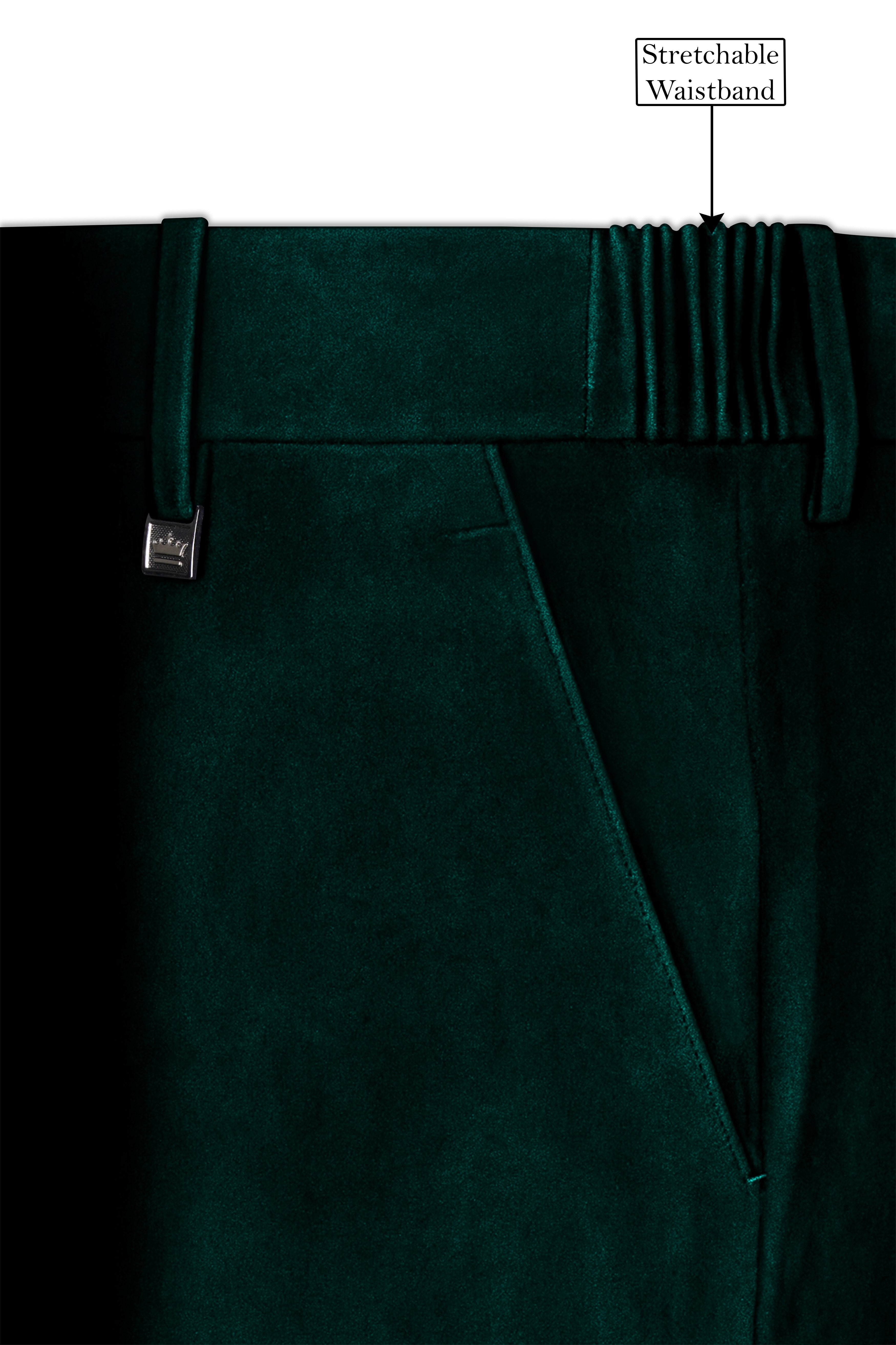 Emerivell-Racing Green Velvet Peak Lapel Tuxedo Suit