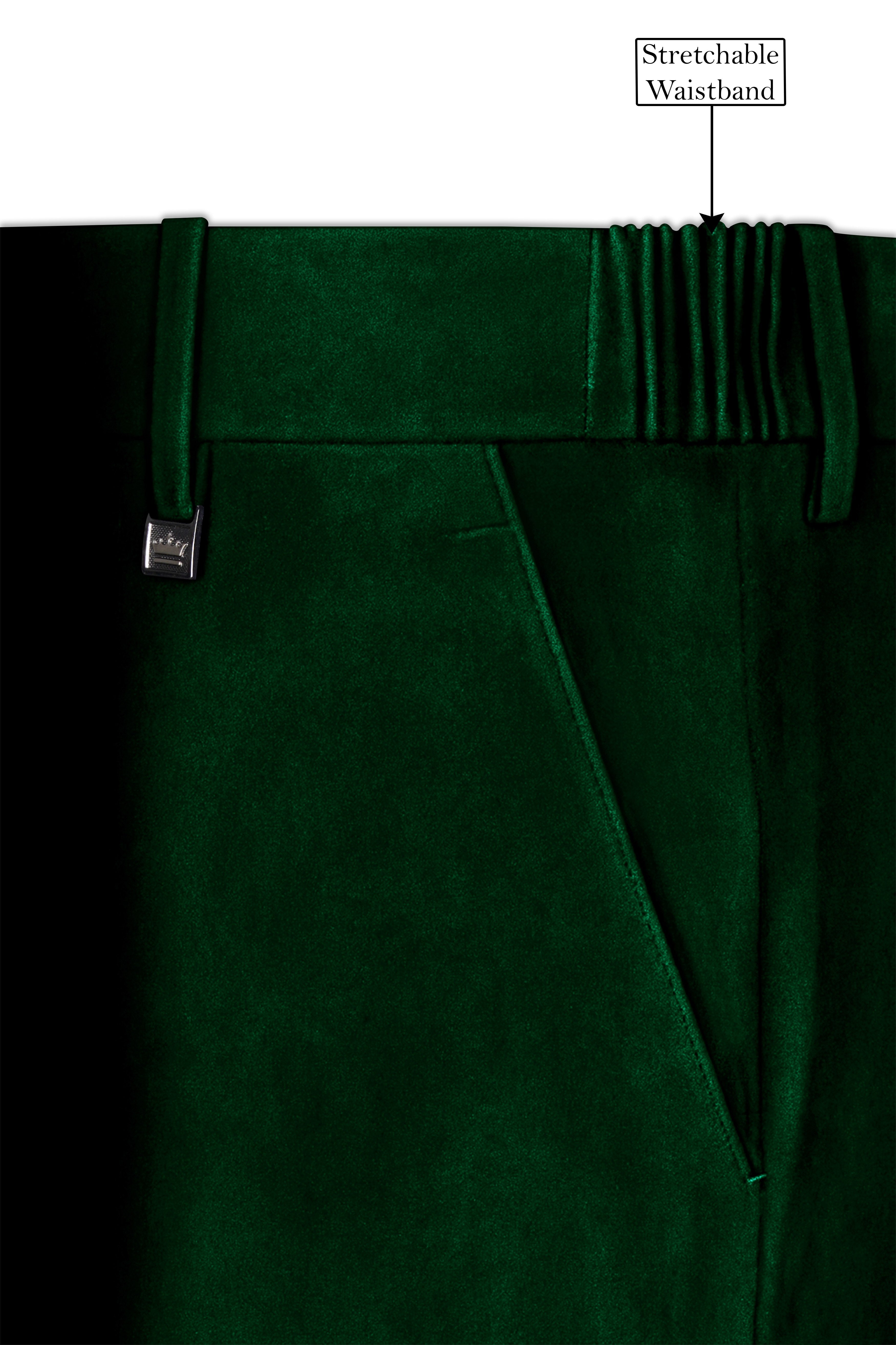 Virivell-Phthalo Green Velvet Peak Lapel Tuxedo Suit