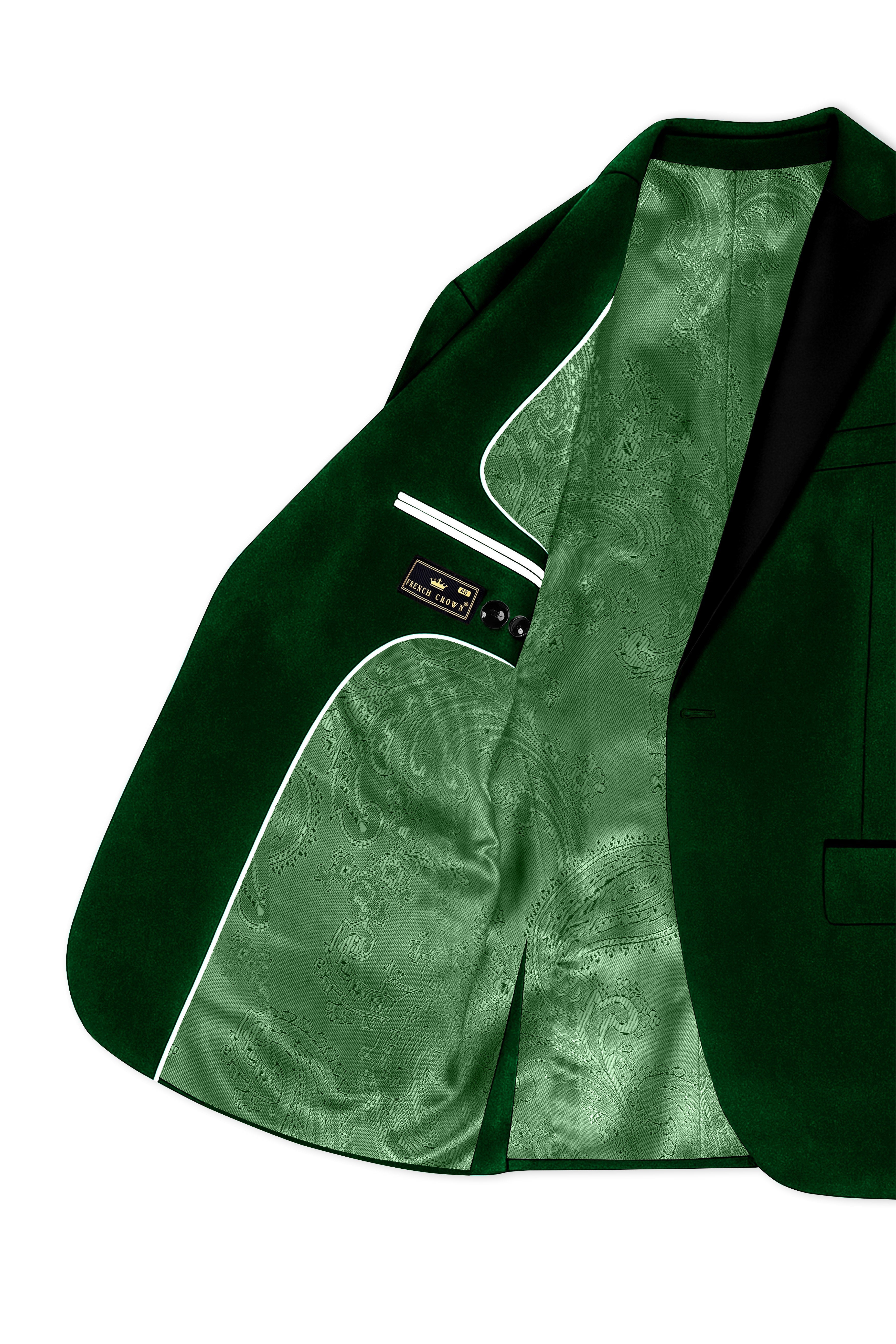Virivell-Phthalo Green Velvet Peak Lapel Tuxedo Suit