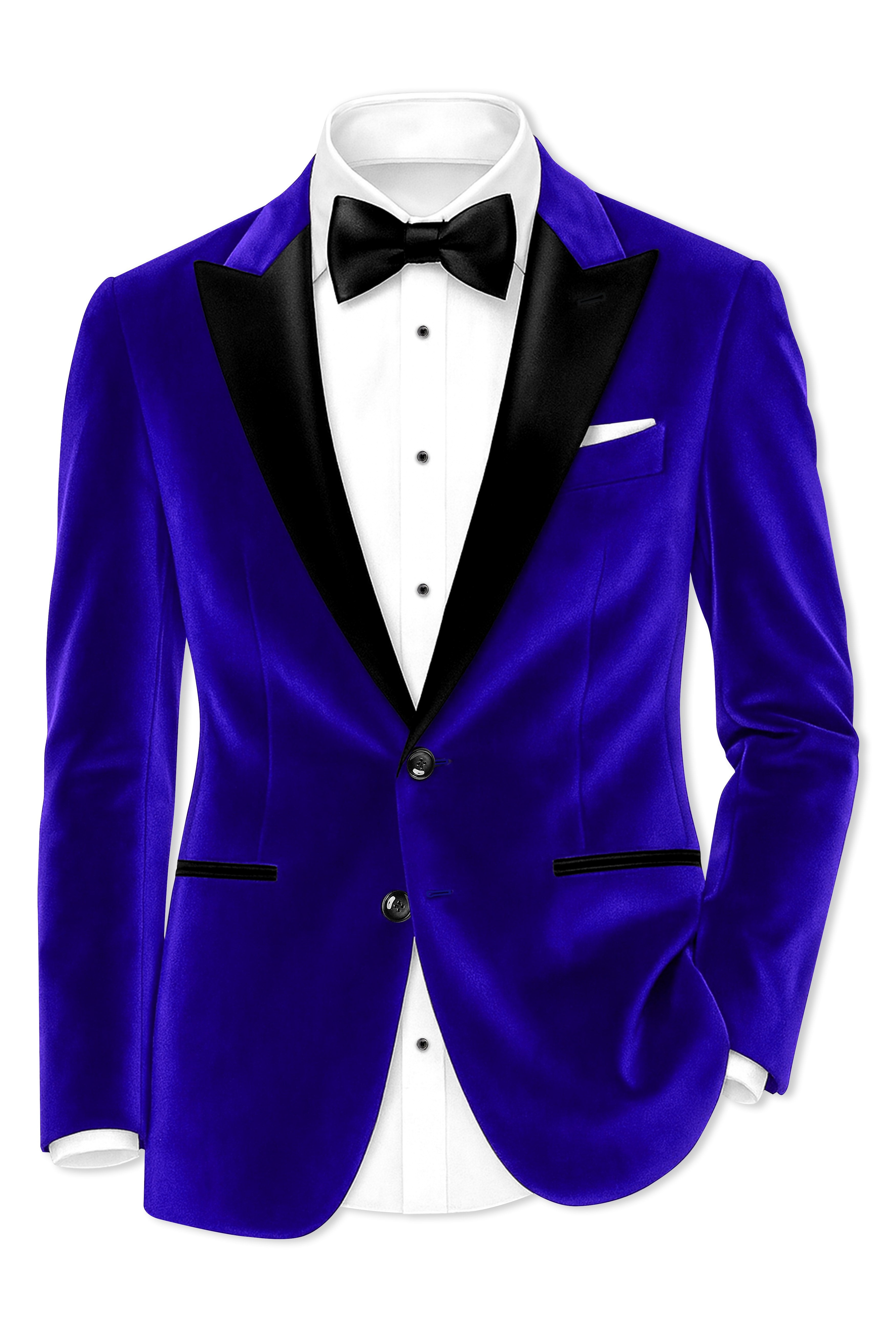 Blucrest-Ultramarine Blue Velvet Peak Lapel Tuxedo Suit