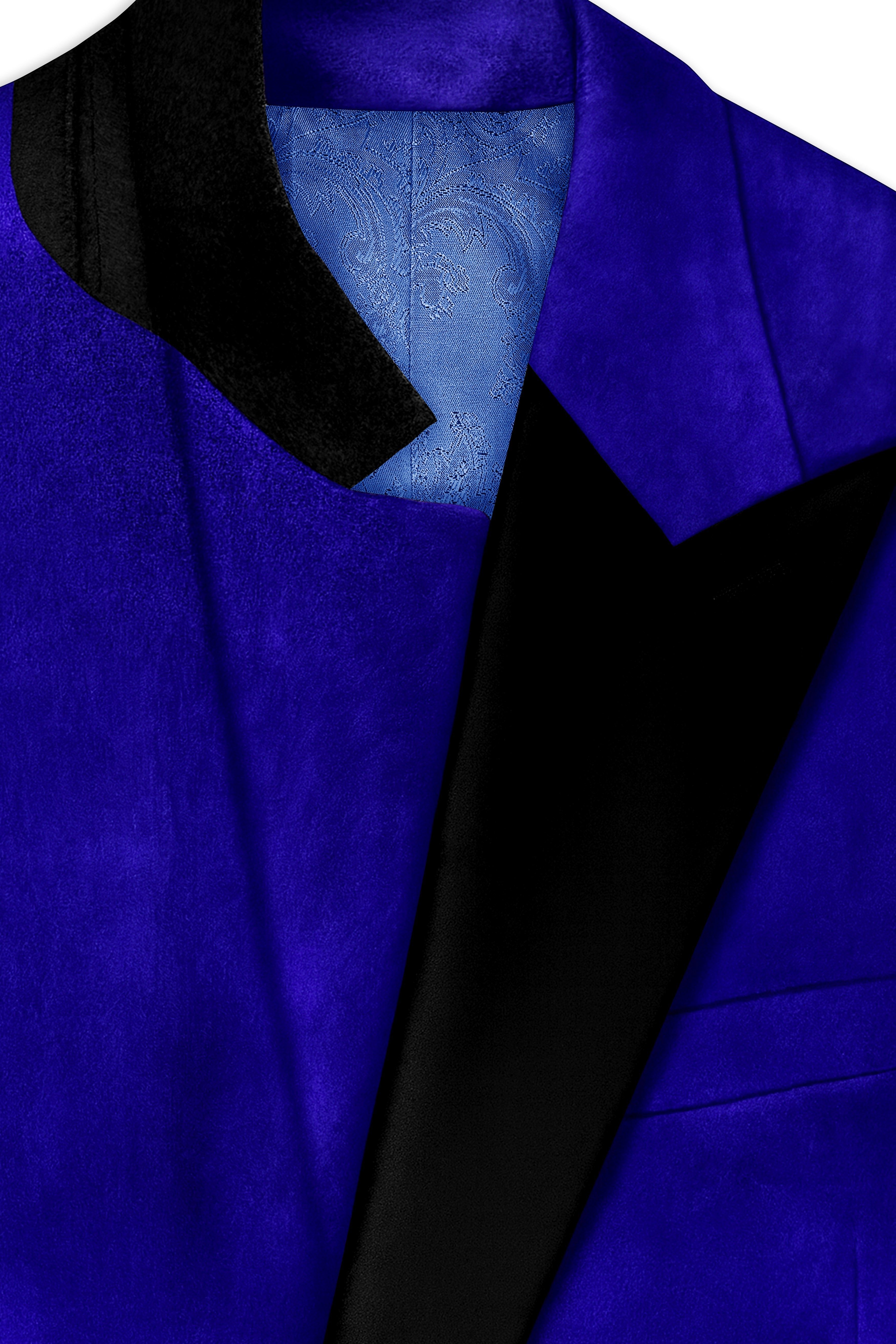 Blucrest-Ultramarine Blue Velvet Peak Lapel Tuxedo Suit