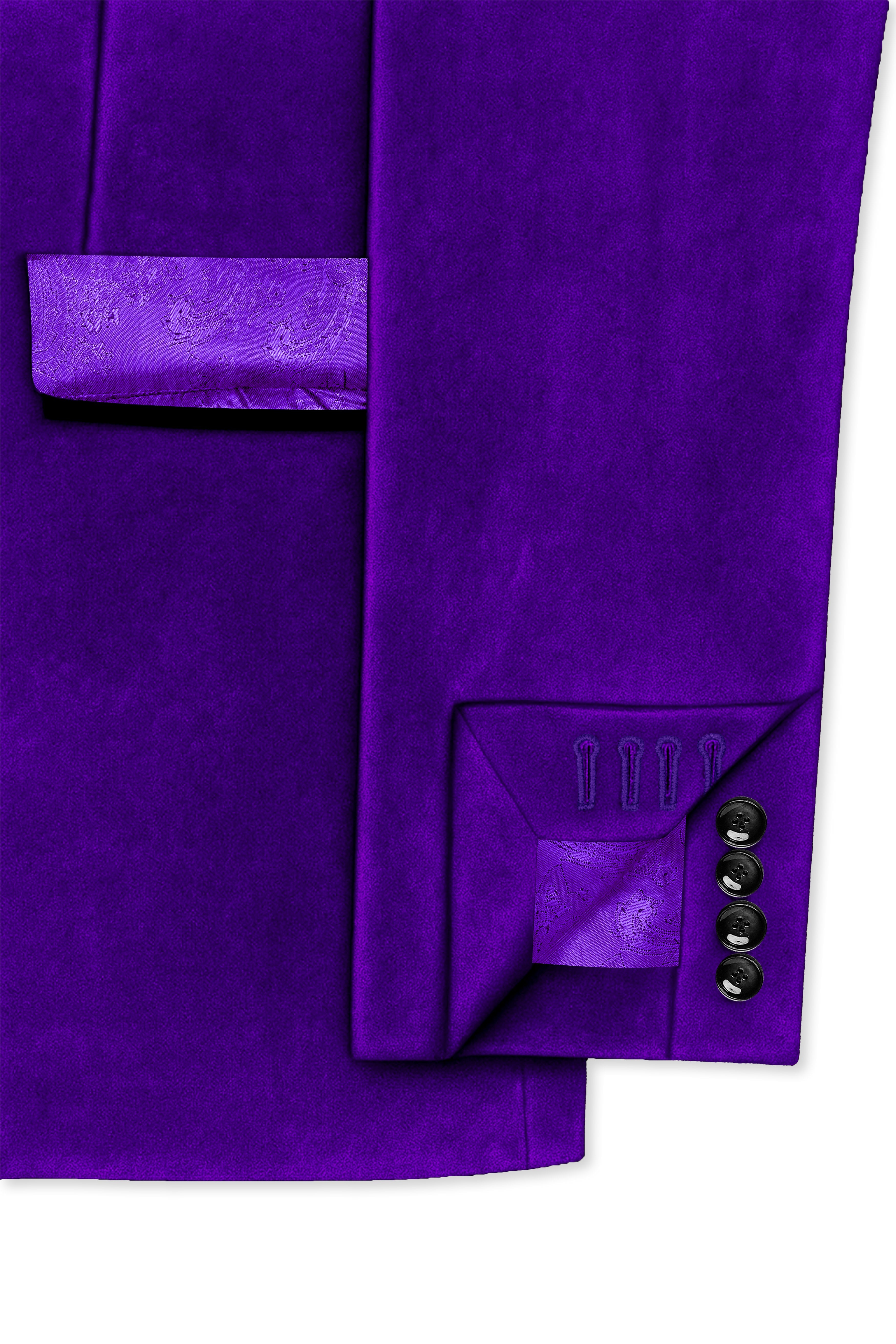 Purvion-Christalle Purple Velvet Peak Lapel Tuxedo Suit