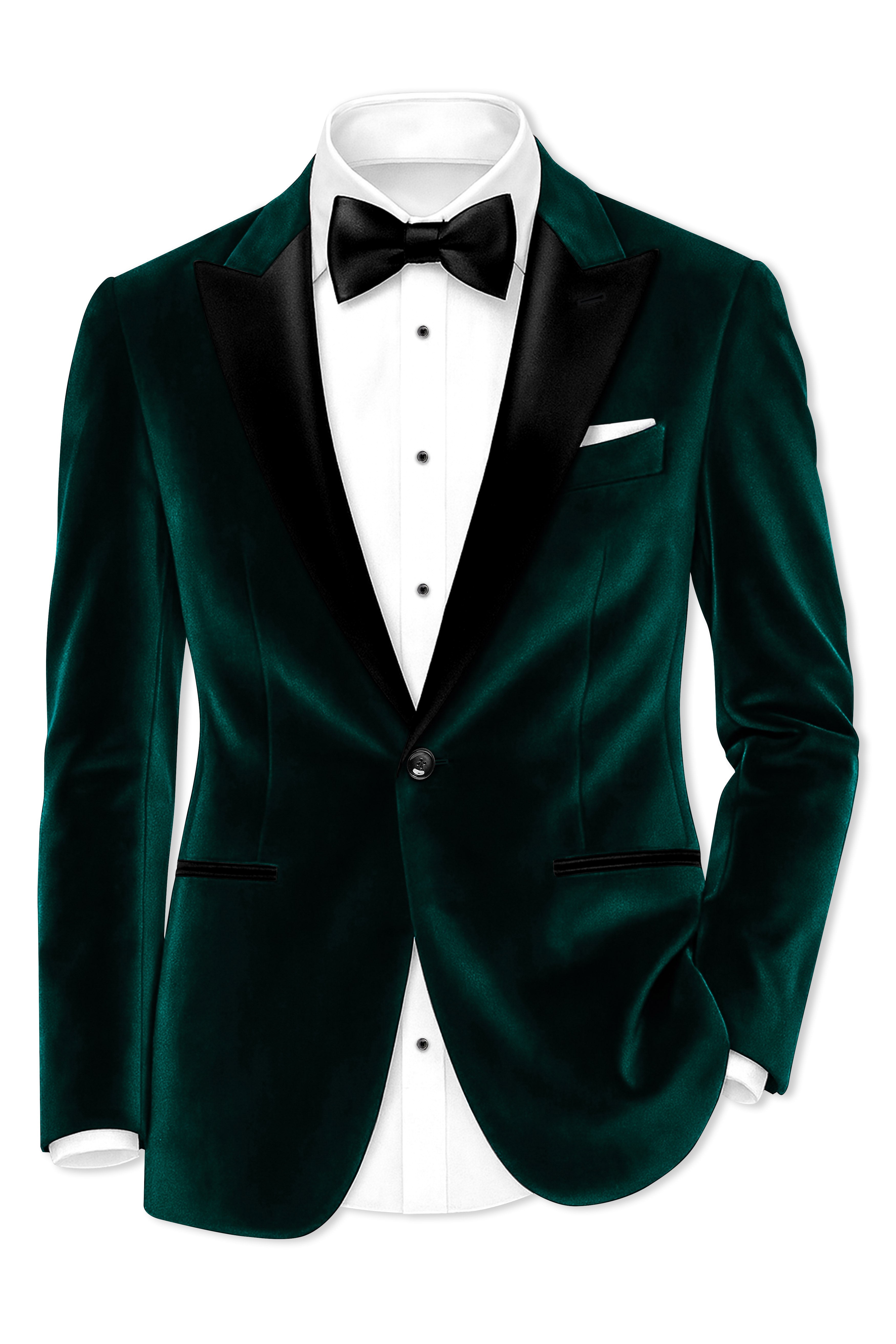 Emerivell-Burnham Green Velvet Peak Lapel Tuxedo Suit