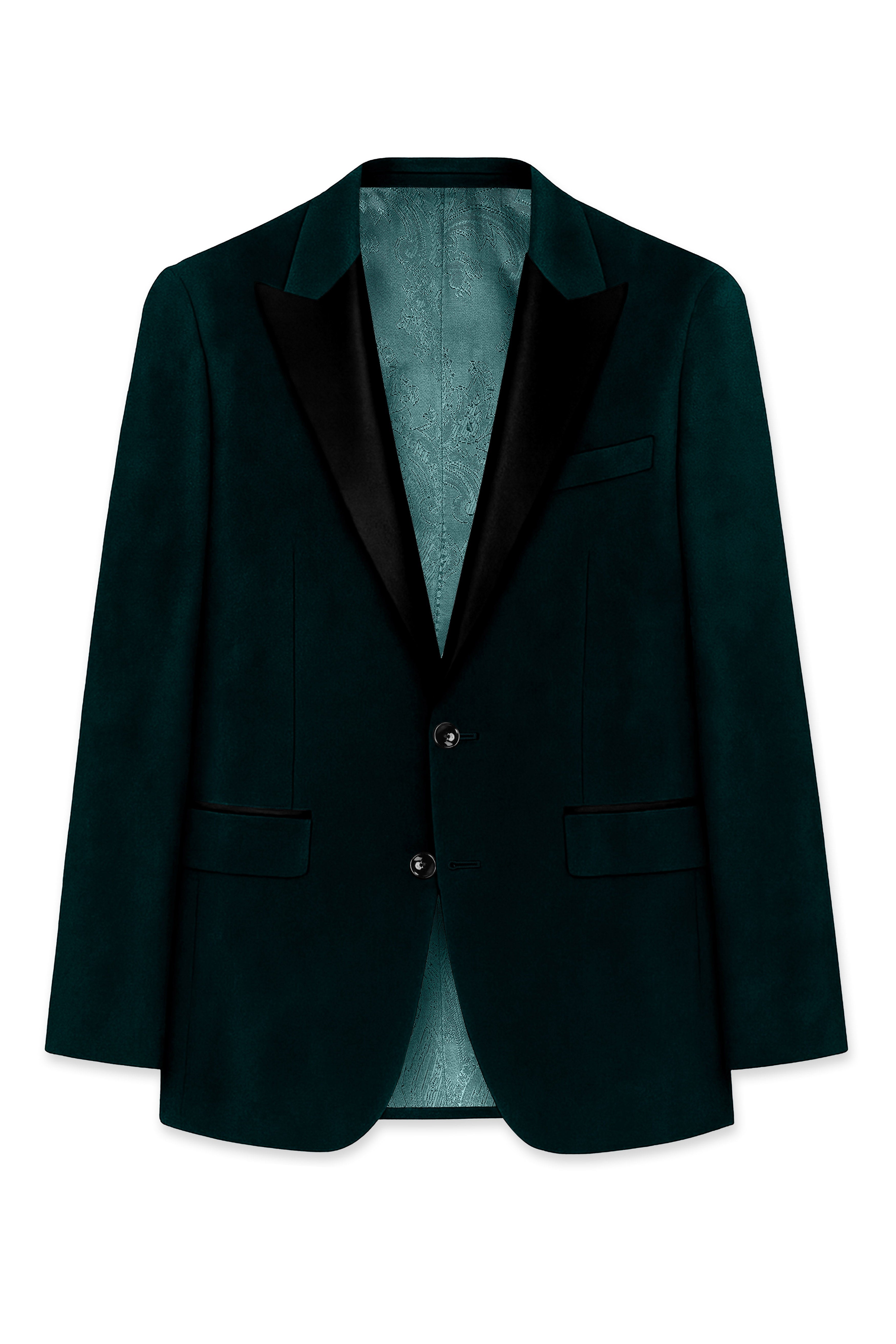 Emerivell-Burnham Green Velvet Peak Lapel Tuxedo Suit