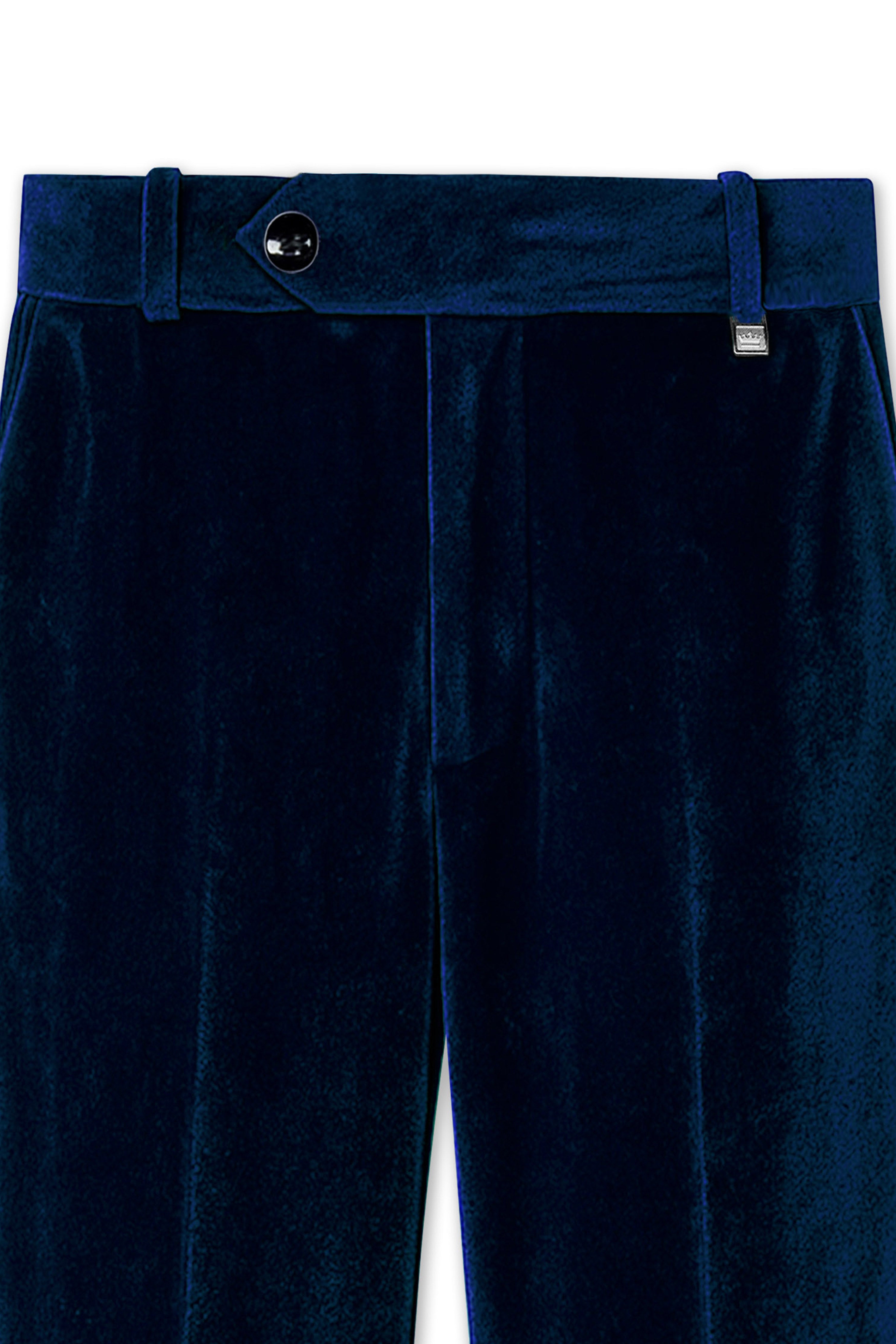 Noctivell-Cinder Blue Velvet Peak Lapel Tuxedo Suit