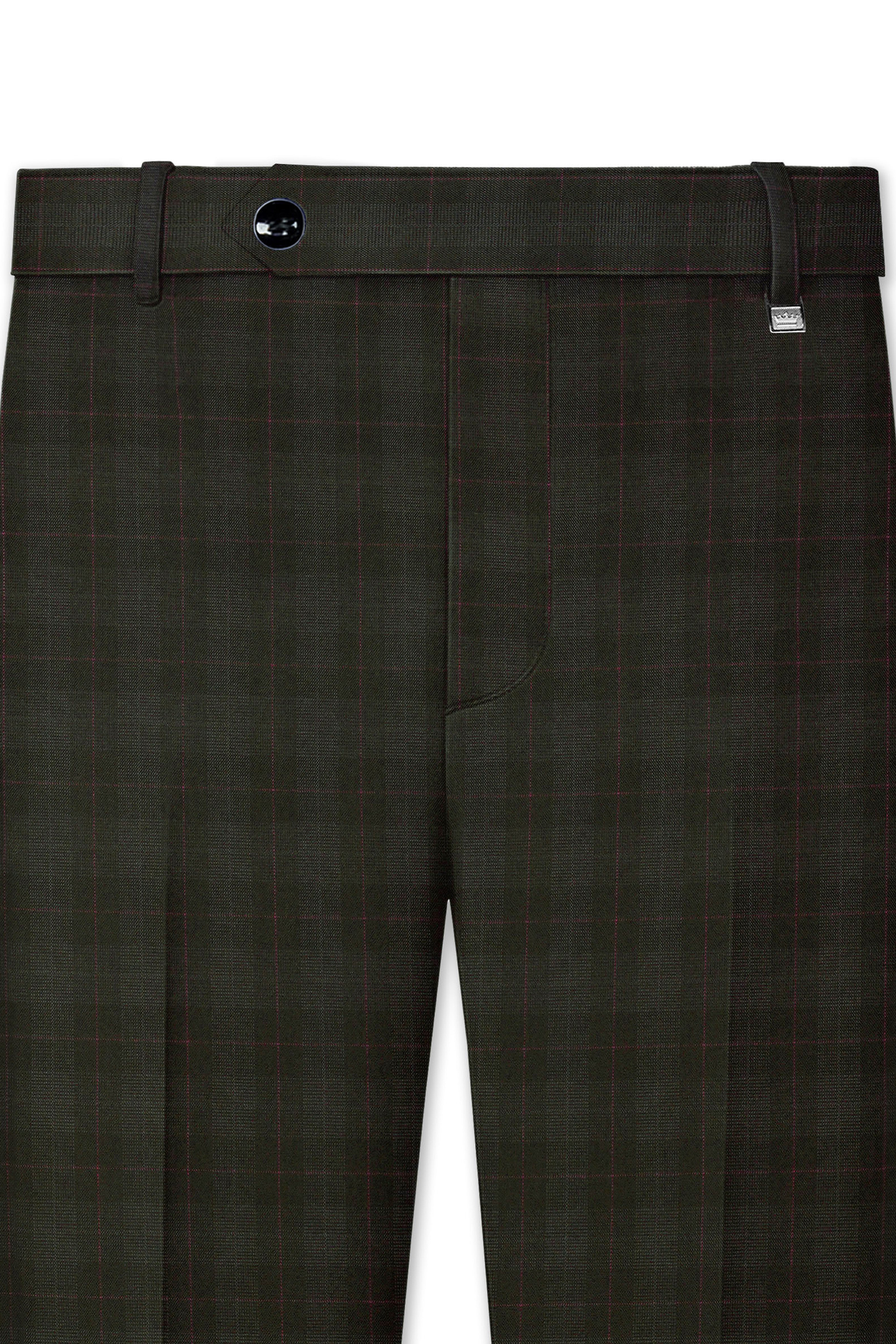 Viricheck-Birch Green Windowpane Wool Rich Single Breasted Suit