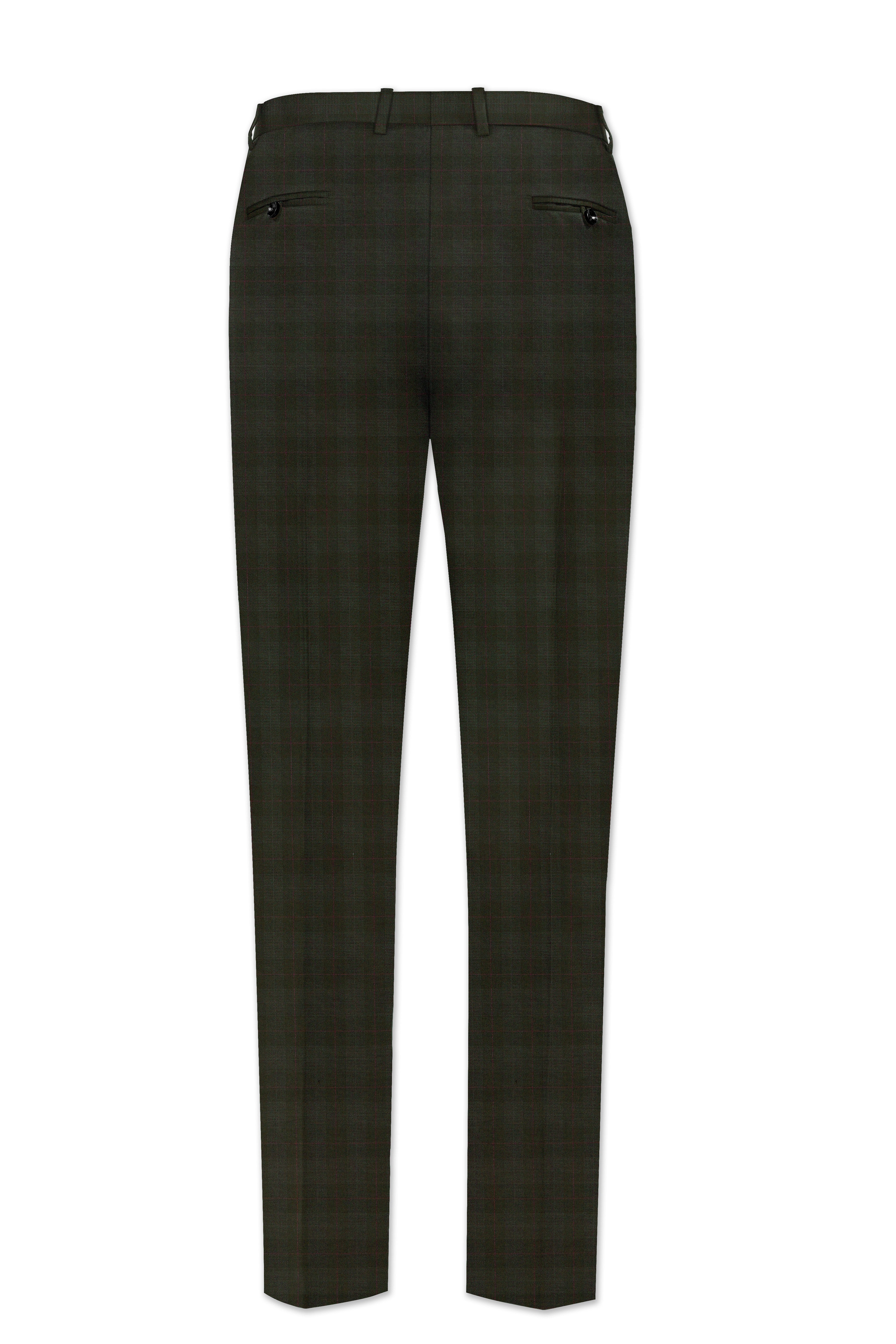 Viricheck-Birch Green Windowpane Wool Rich Single Breasted Suit