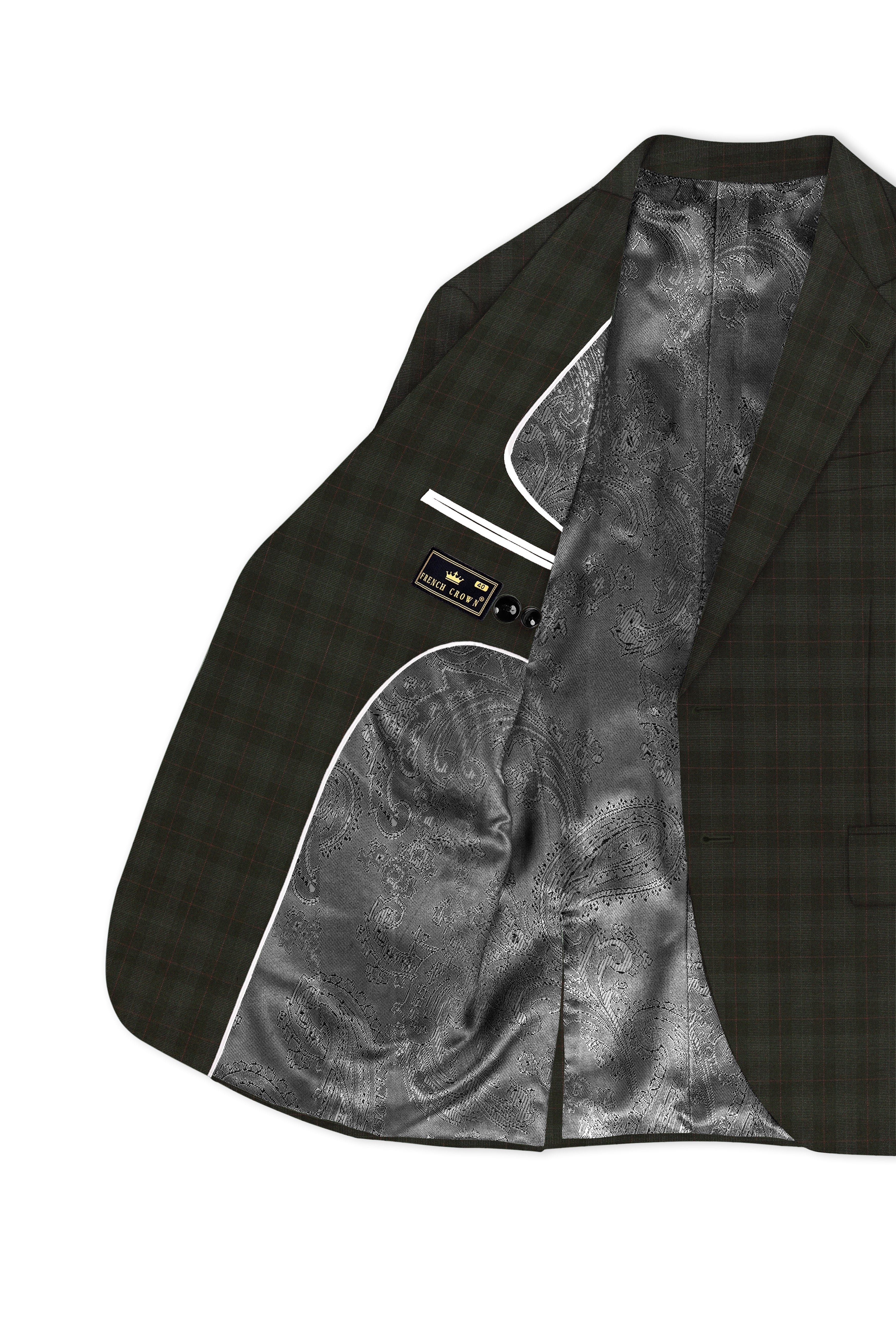 Viricheck-Birch Green Windowpane Wool Rich Single Breasted Suit