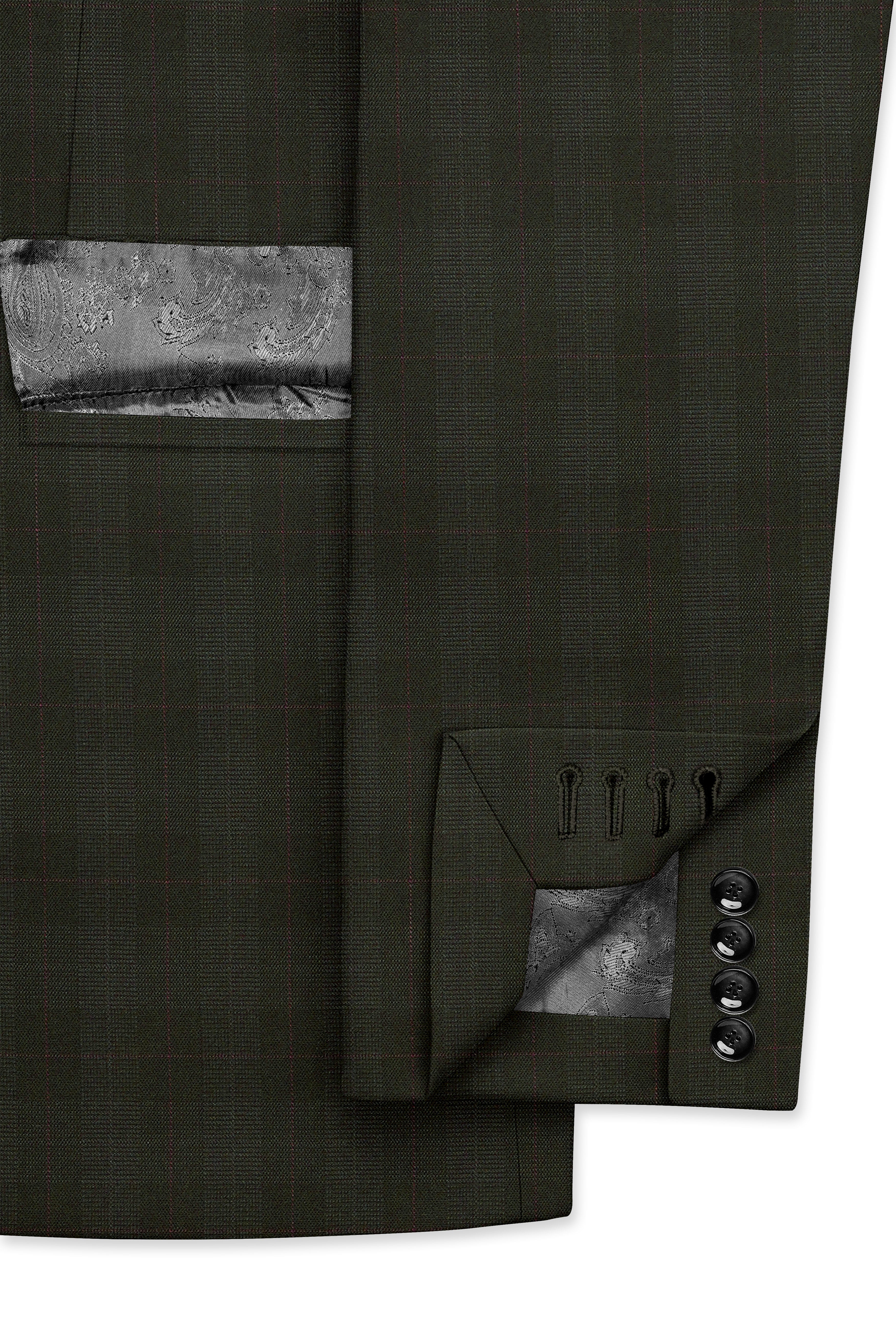 Viricheck-Birch Green Windowpane Wool Rich Single Breasted Suit