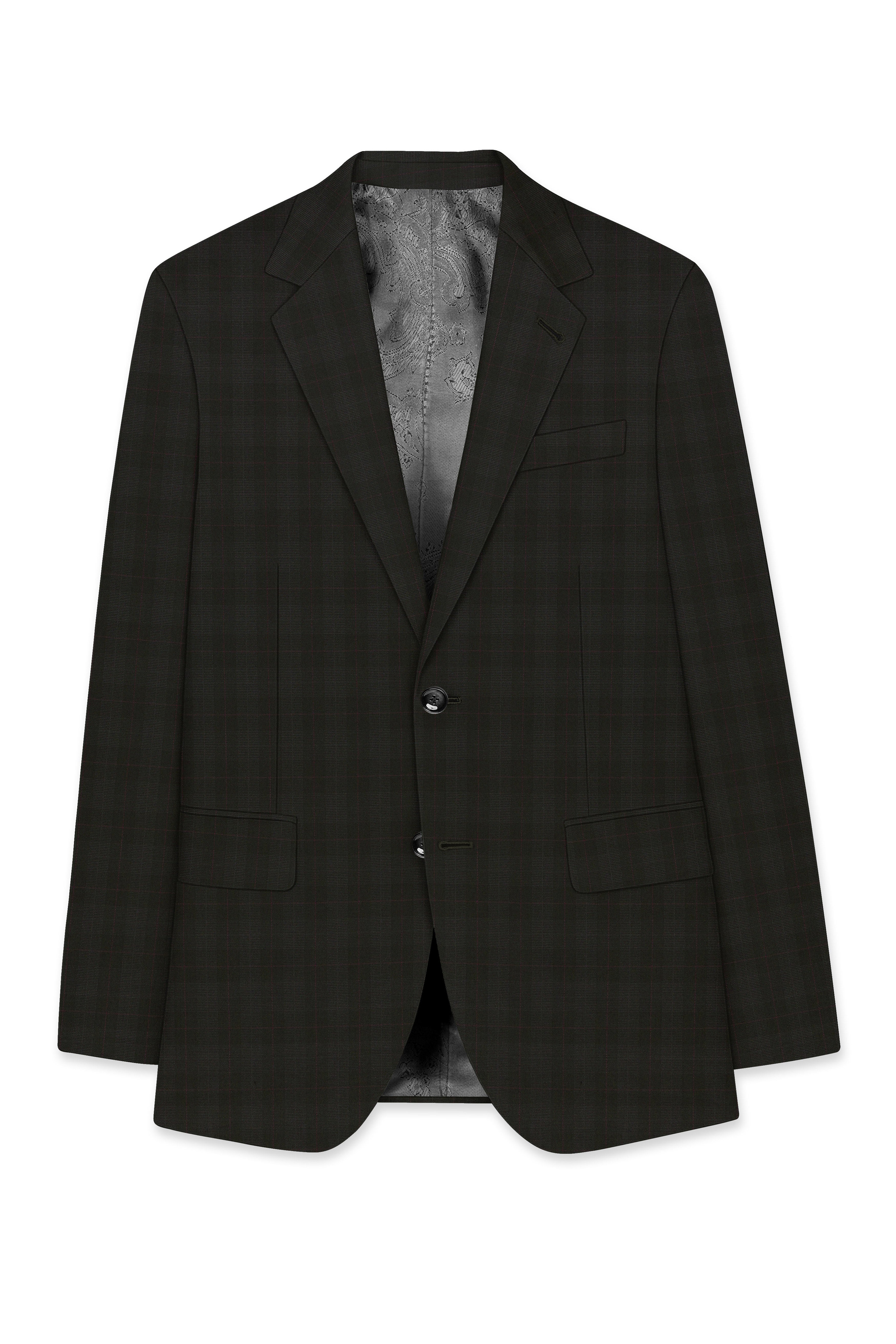 Viricheck-Birch Green Windowpane Wool Rich Single Breasted Suit