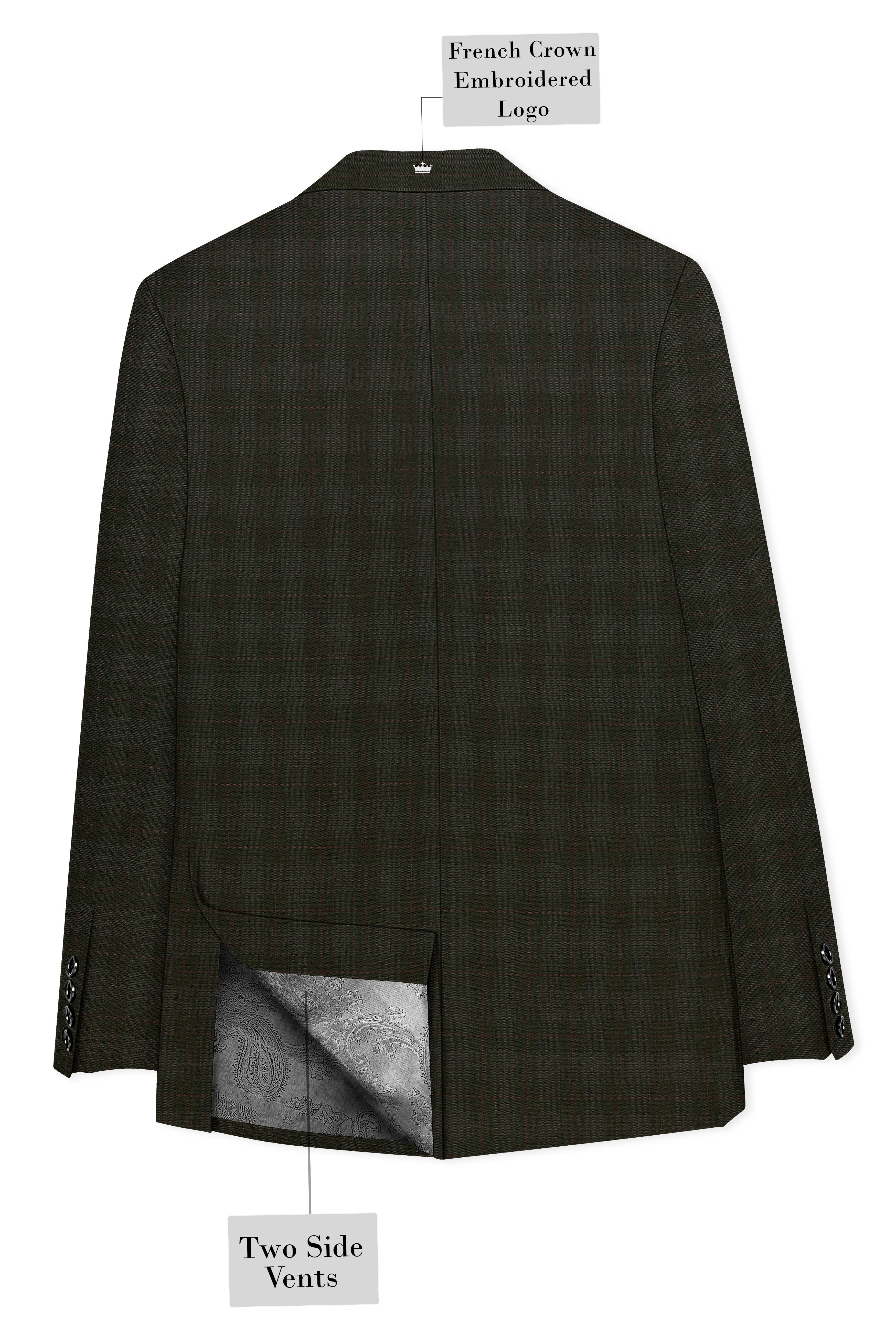 Viricheck-Birch Green Windowpane Wool Rich Single Breasted Suit