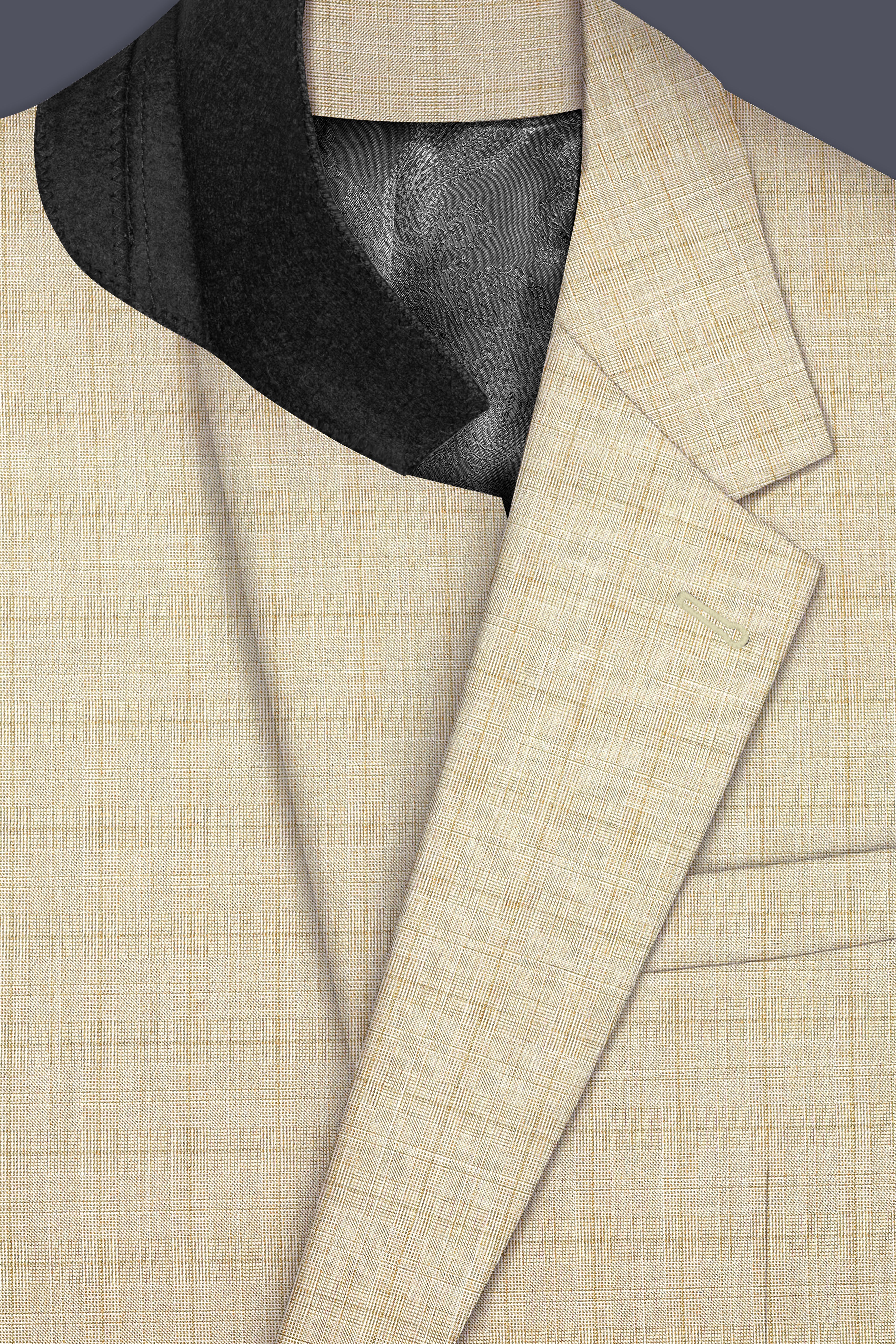 Alviora-Rodeo Dust Cream Windowpane Wool Rich Single Breasted Suit