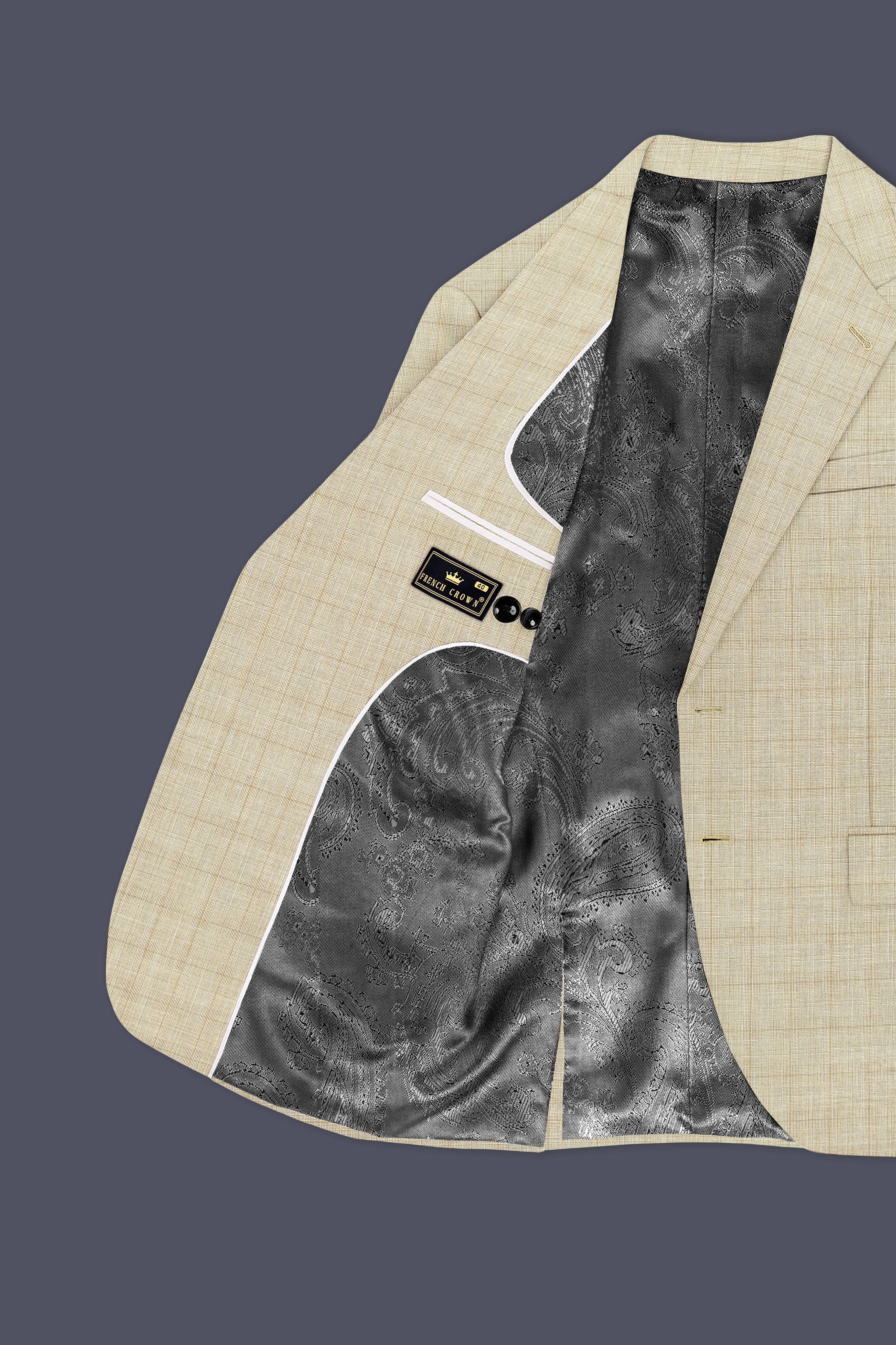 Alviora-Rodeo Dust Cream Windowpane Wool Rich Single Breasted Suit