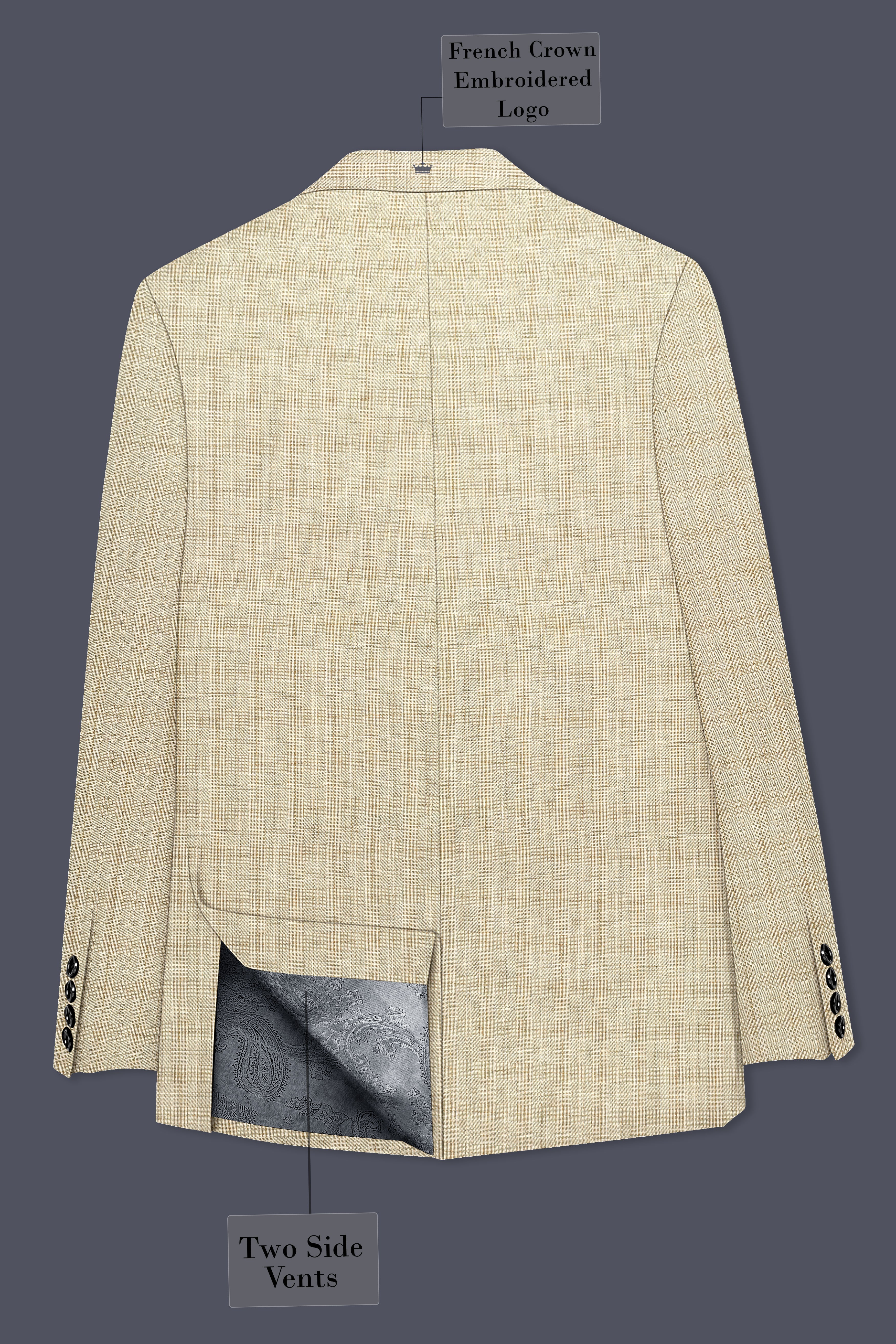 Alviora-Rodeo Dust Cream Windowpane Wool Rich Single Breasted Suit