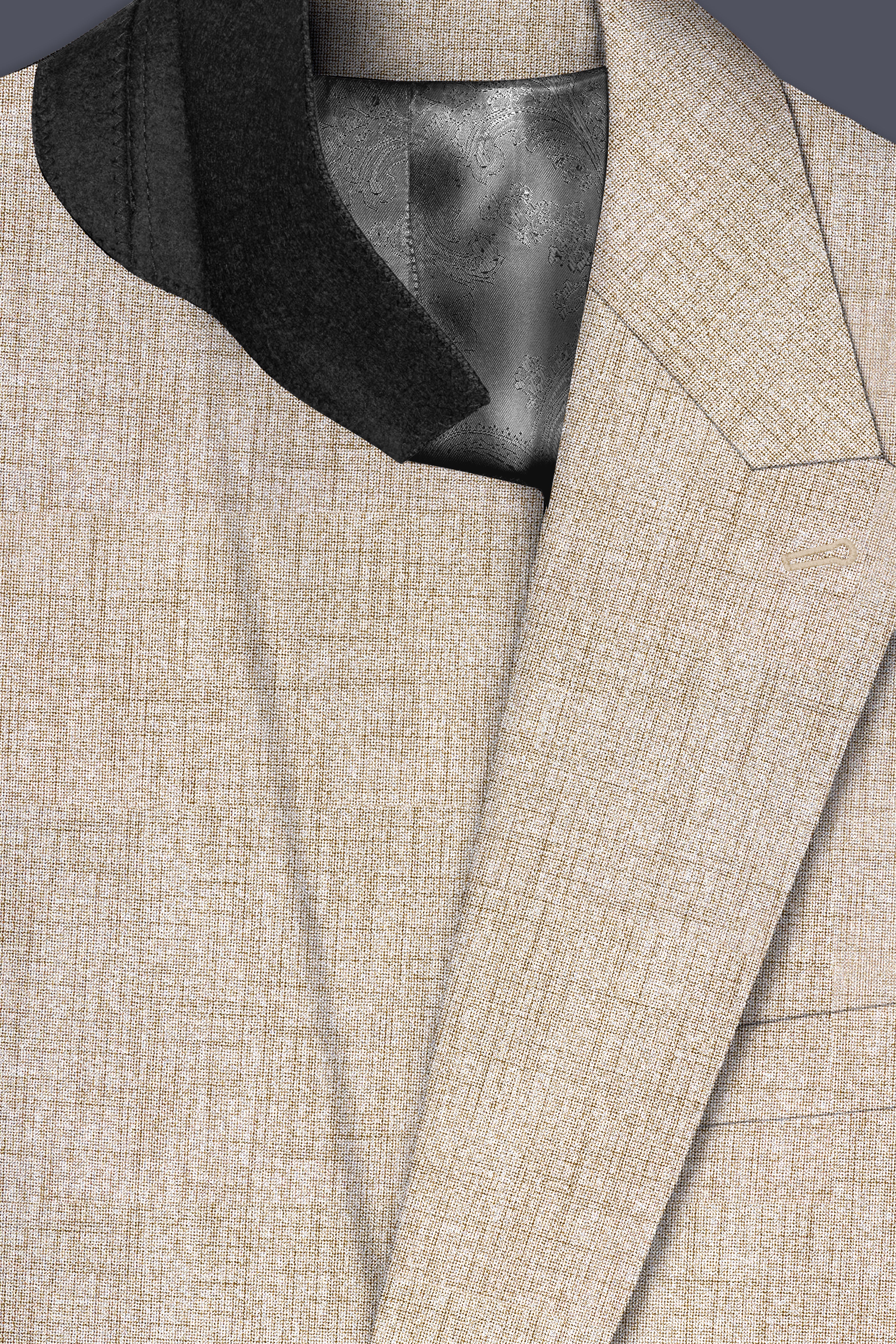 Auricrem-Martini Cream Textured Wool Rich Double Breasted Suit