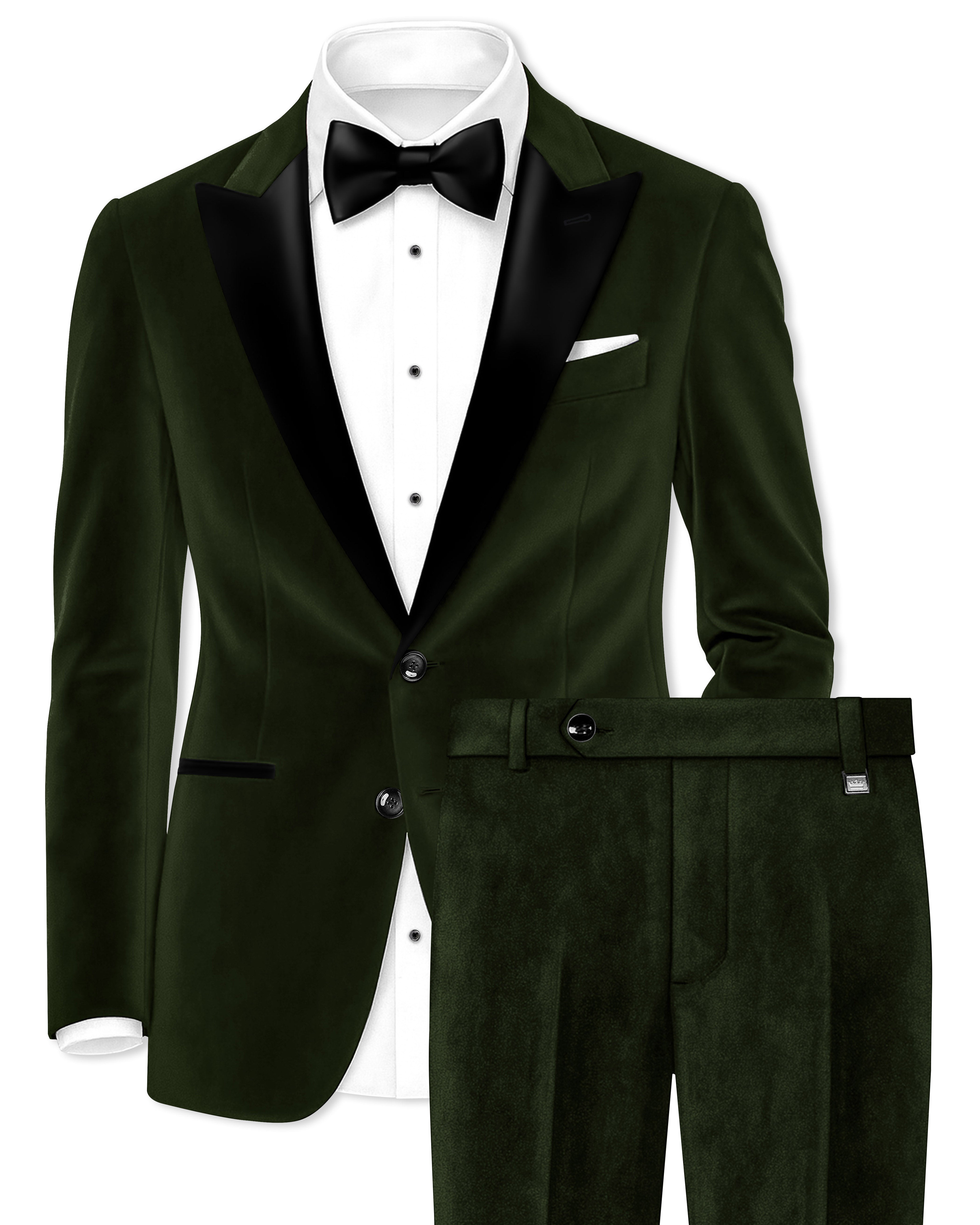 Velcadia-Acadia Green Velvet Peak Lapel Tuxedo Suit