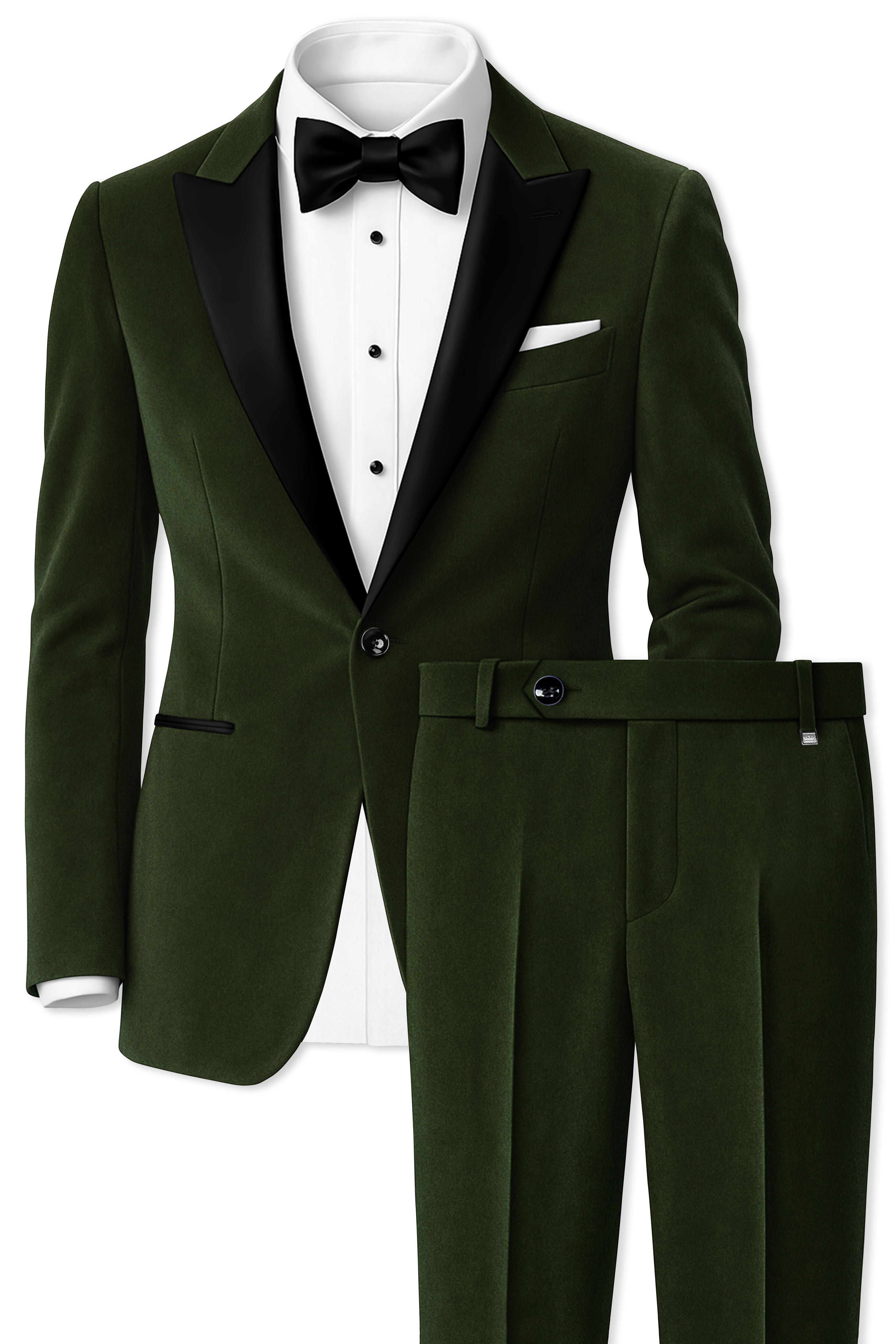 Velcadia-Acadia Green Velvet Peak Lapel Tuxedo Suit