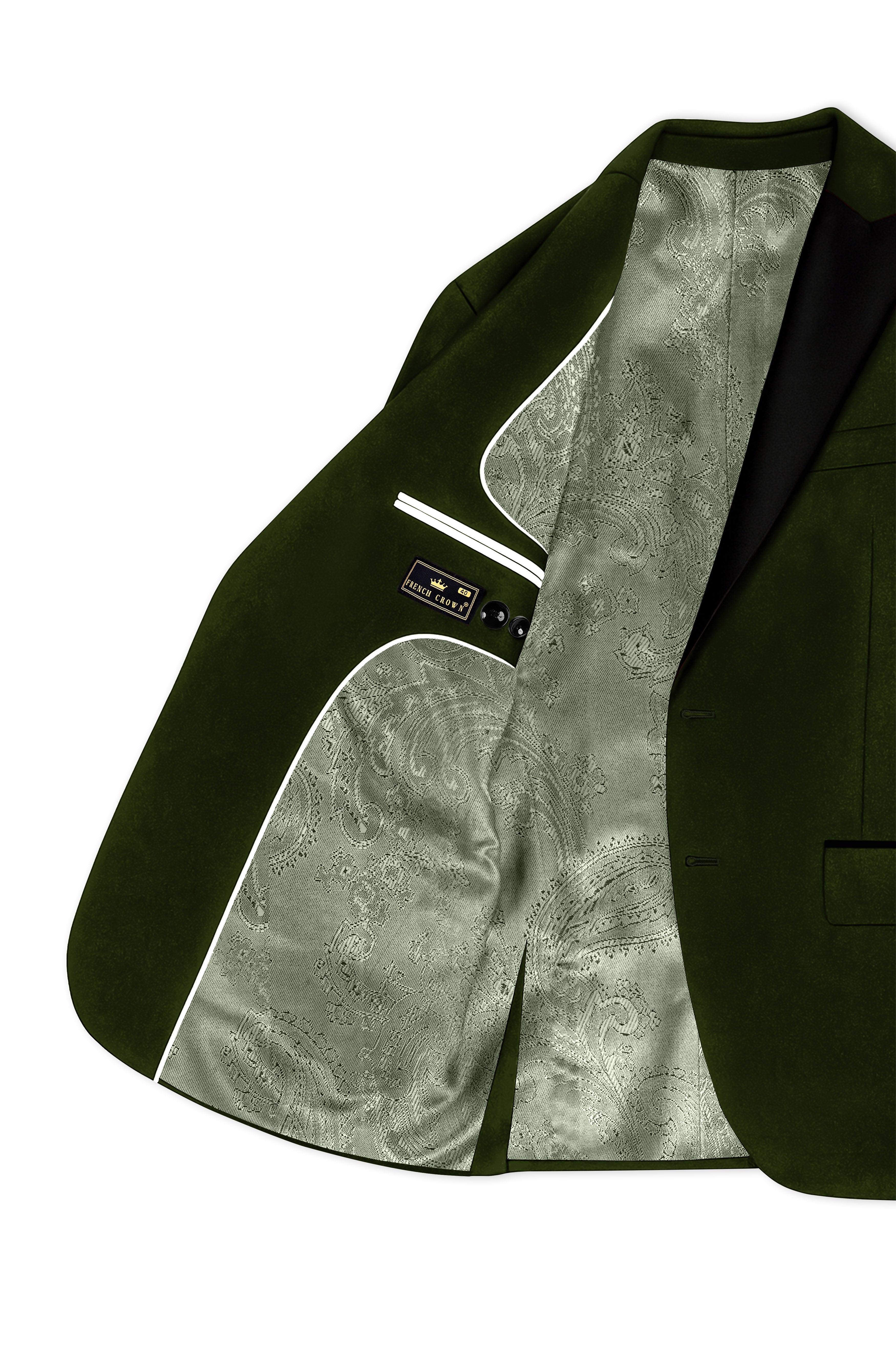Velcadia-Acadia Green Velvet Peak Lapel Tuxedo Suit