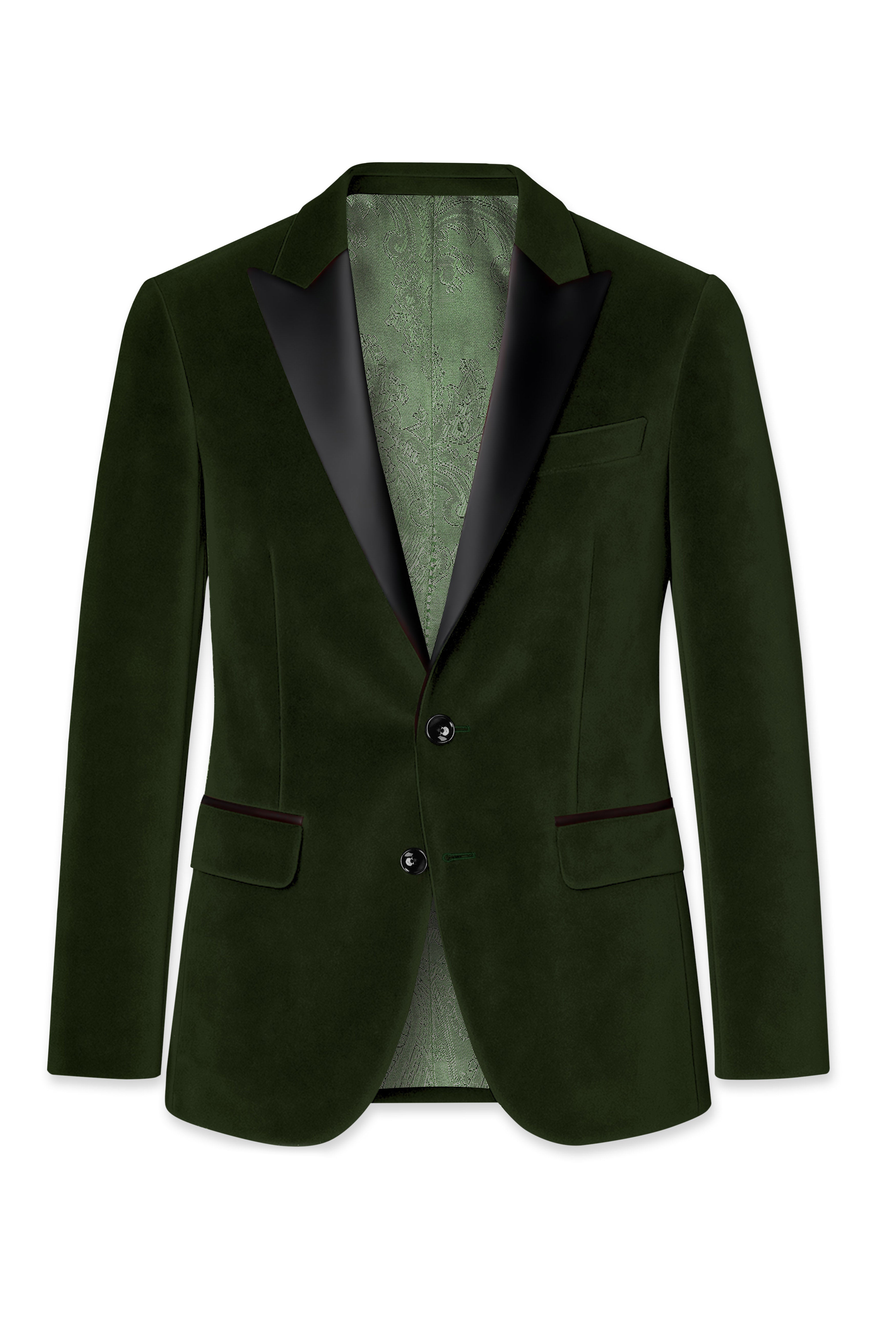 Velcadia-Acadia Green Velvet Peak Lapel Tuxedo Suit