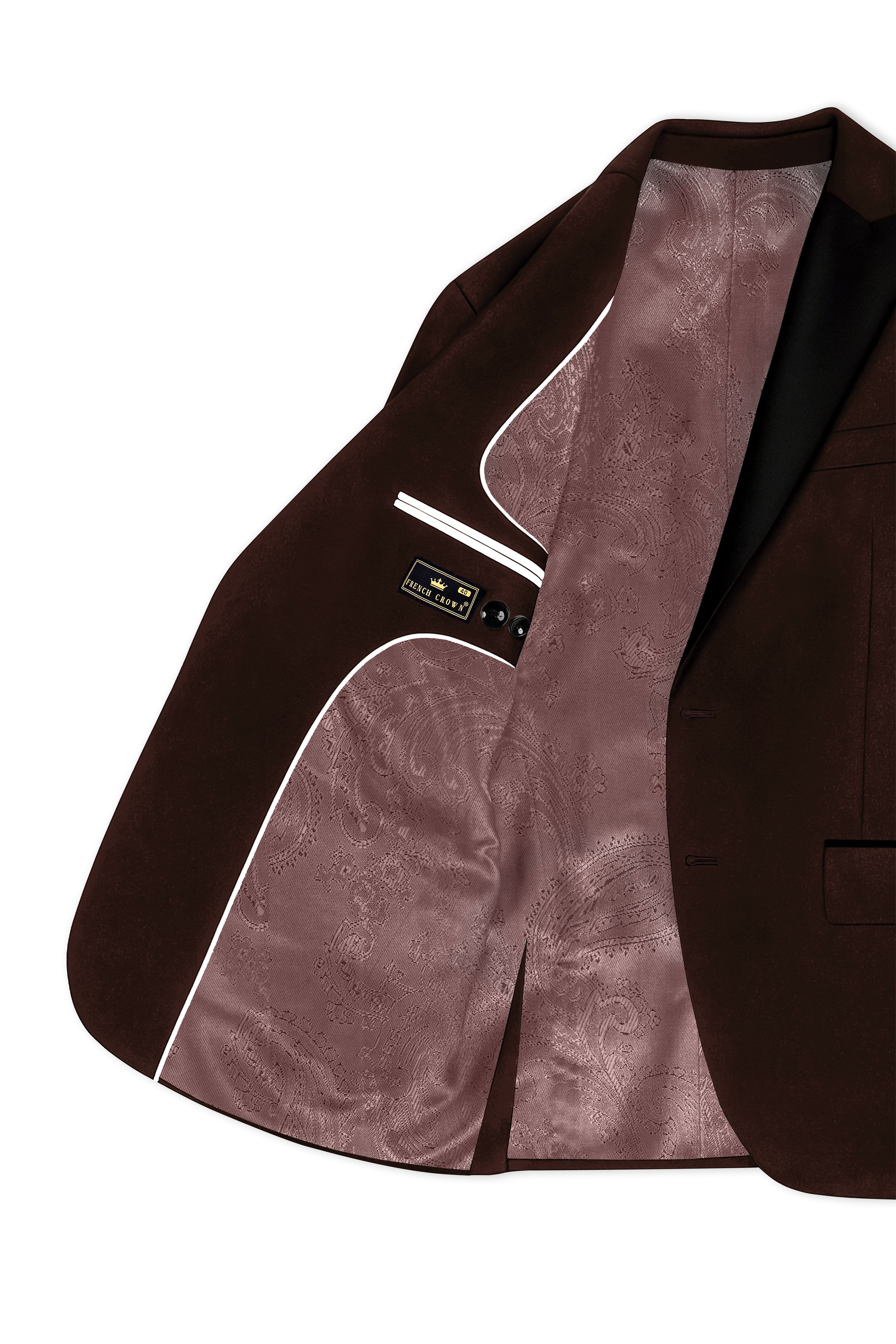 Brunvell-Asphalt Brown Velvet Peak Lapel Tuxedo Suit