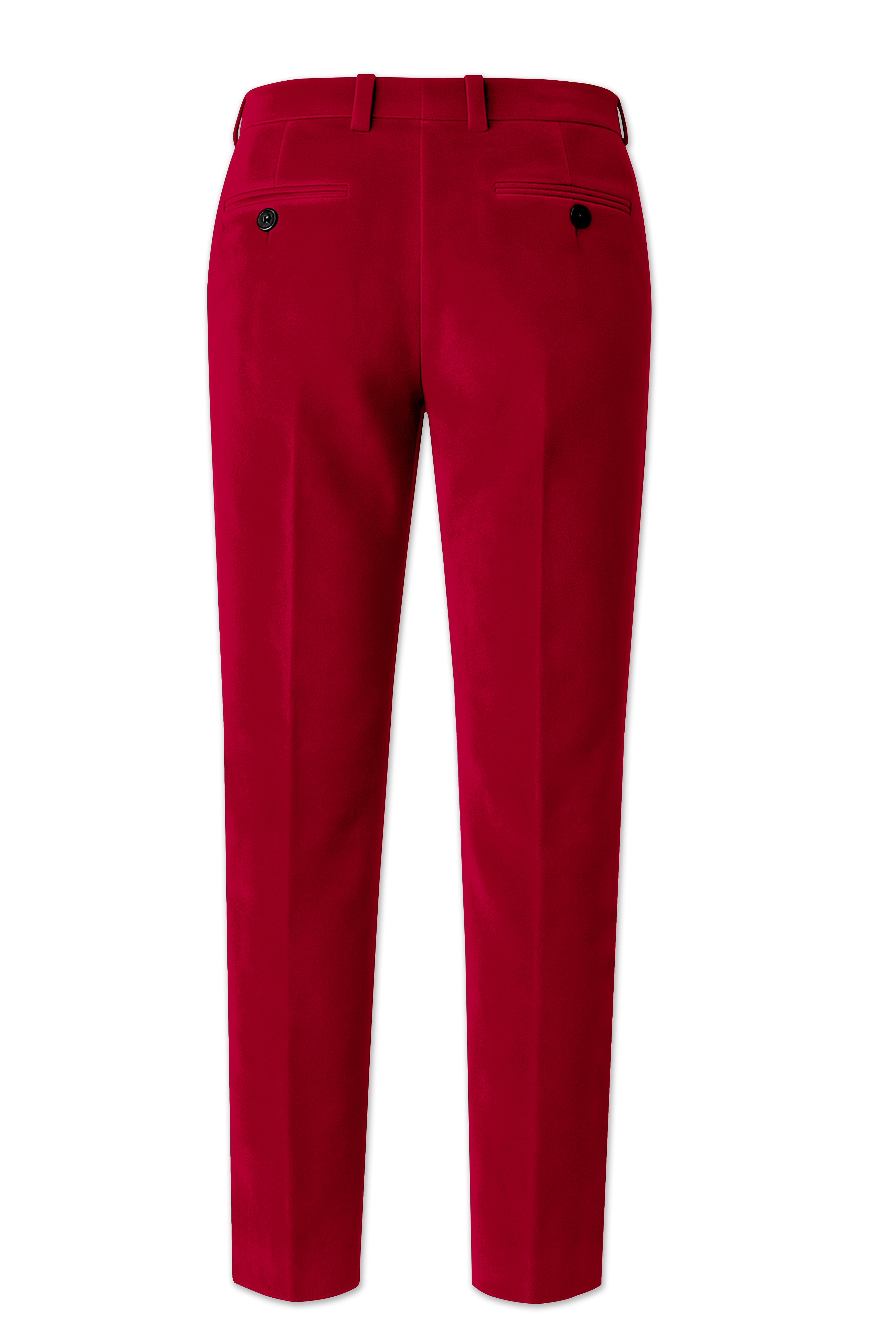 Rubivell-Carmine Red Velvet Peak Lapel Tuxedo Suit