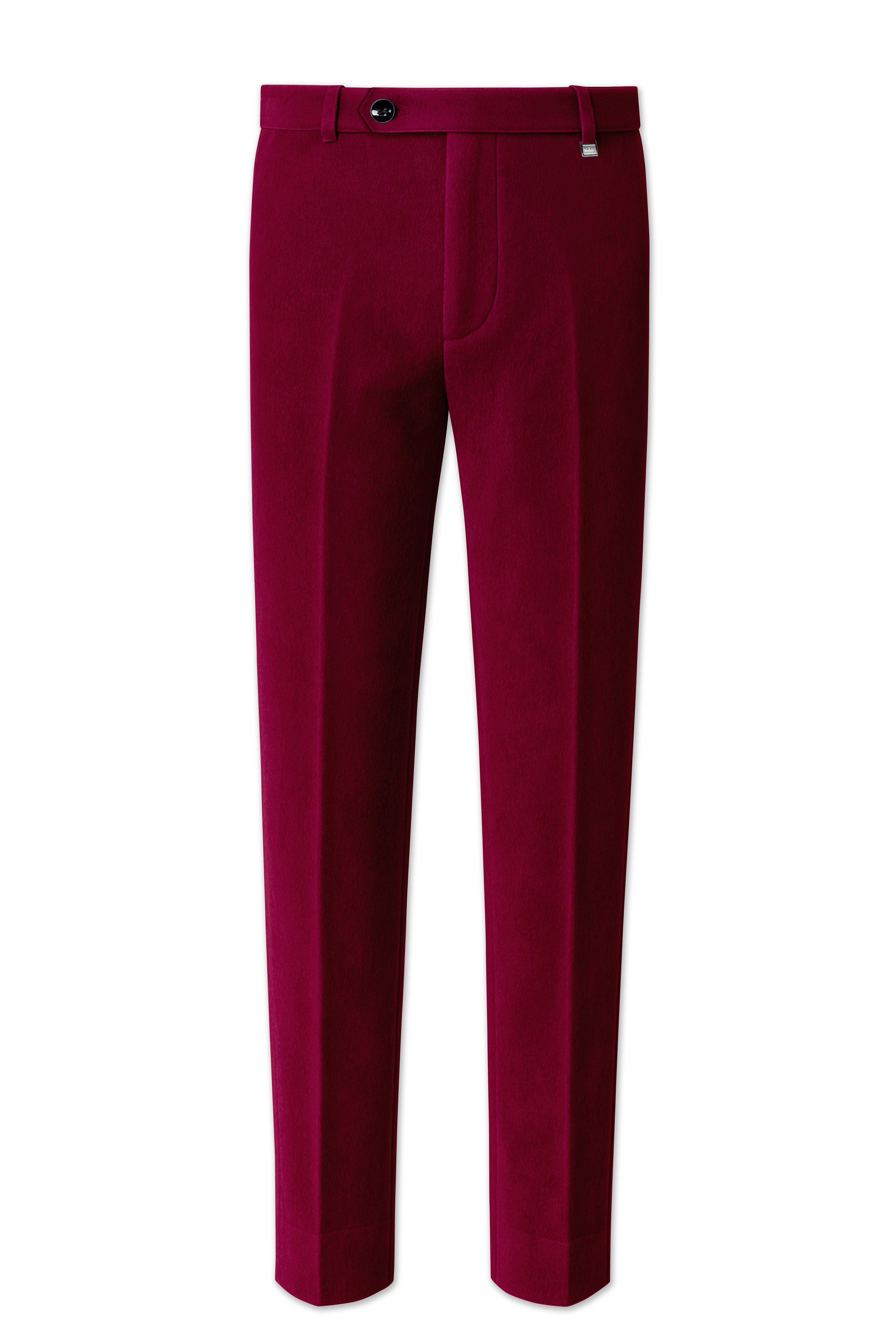 Marcrest-Castro maroon Velvet Peak Lapel Tuxedo Suit