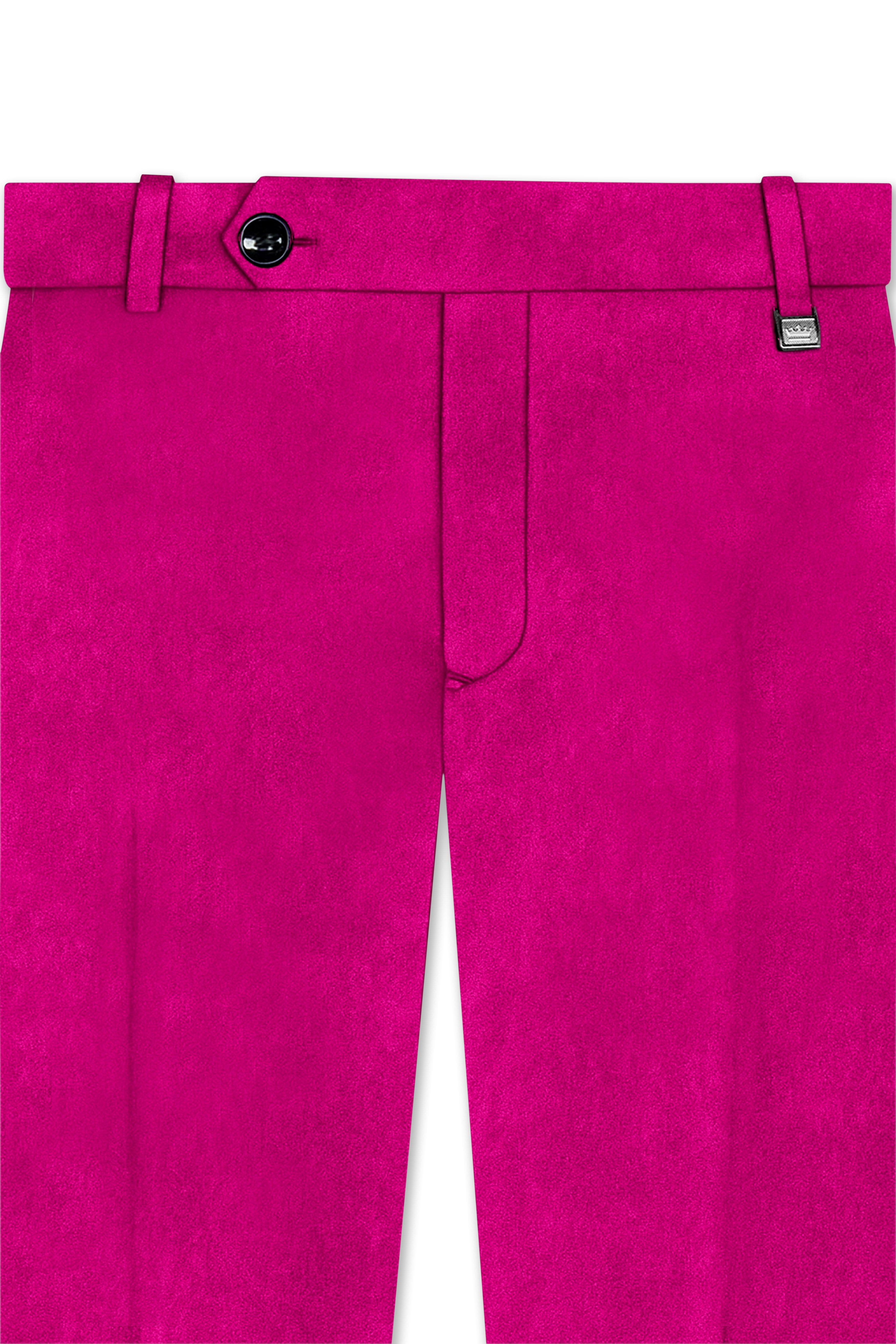 Rosivell-Fuchsia Pink Velvet Peak Lapel Tuxedo Suit