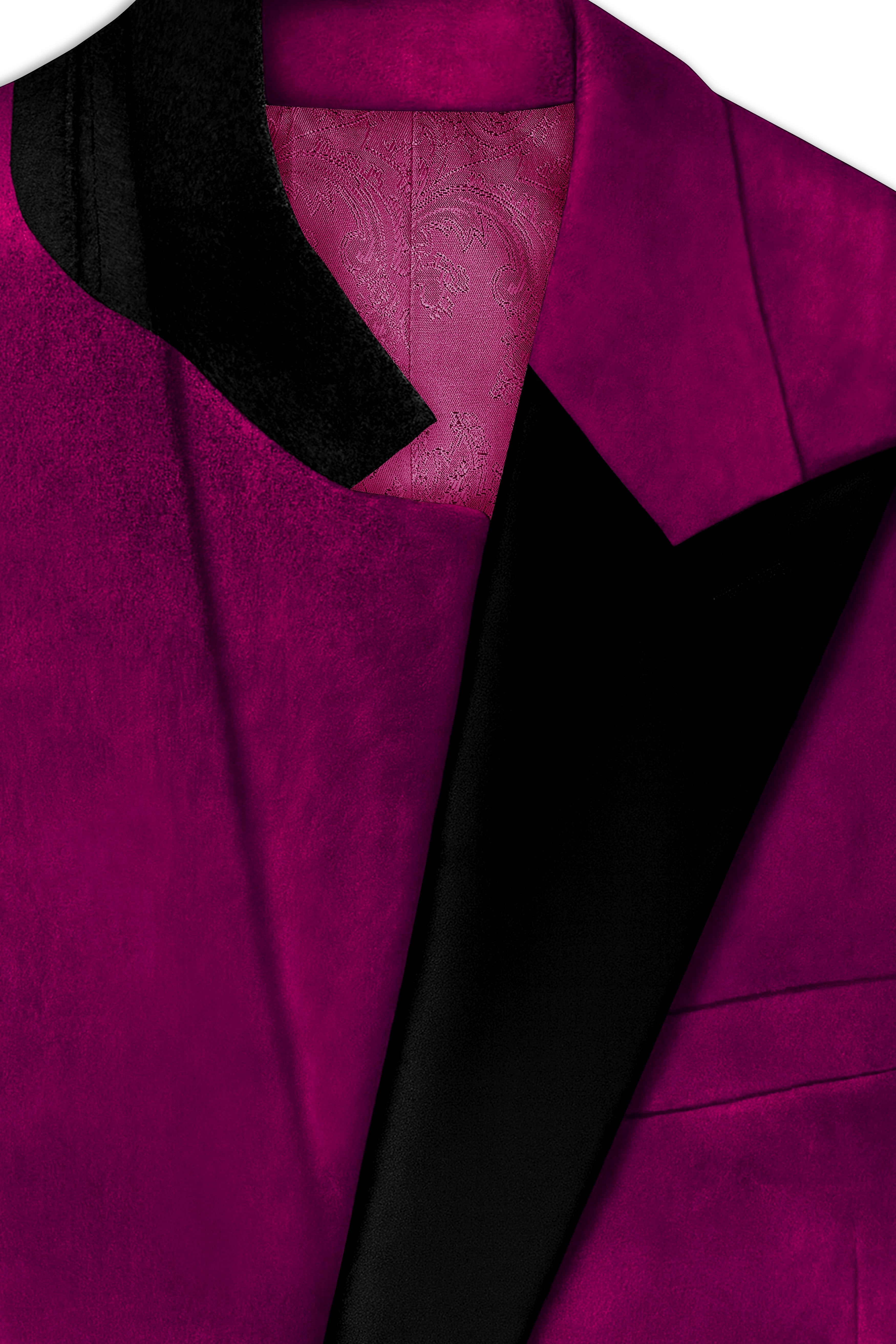 Velcrimora-Mulberry Purple Velvet Peak Lapel Tuxedo Suit